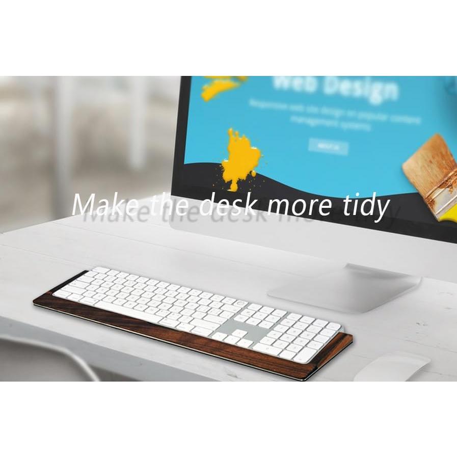 Bandeja de teclado ergonómica SAMDI de madera y acero inoxidable - Nogal negro