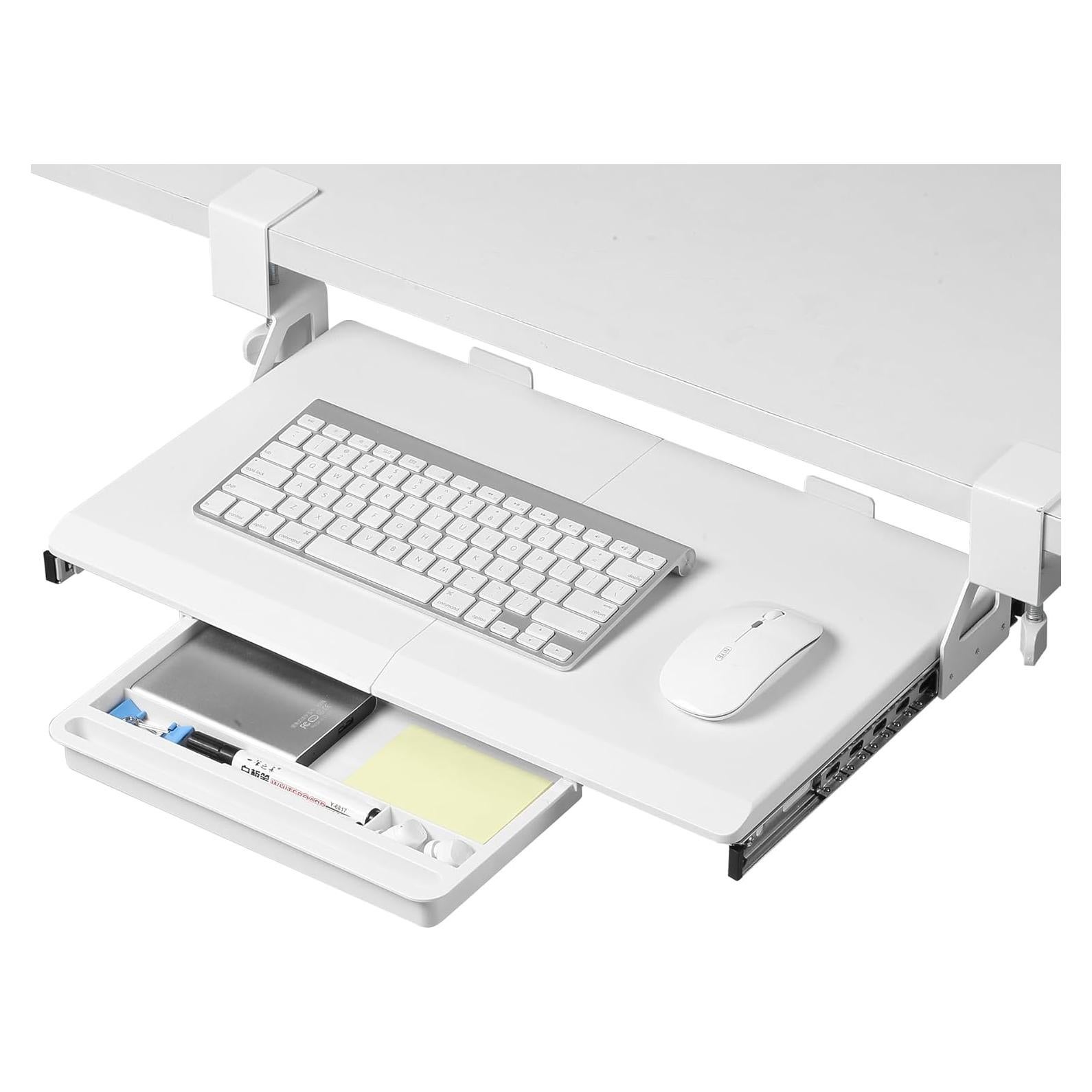 Bandeja de teclado ETHU ergonómica blanca 50x31 cm con abrazadera