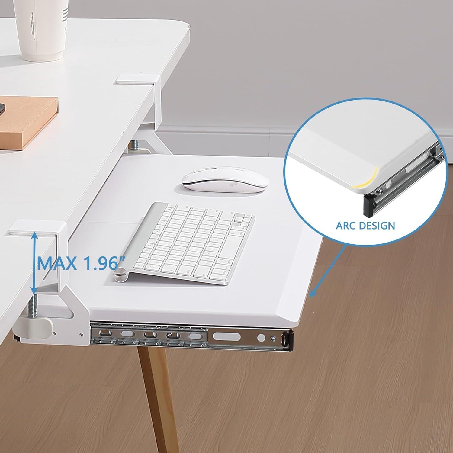 Bandeja de teclado ETHU ergonómica blanca 50x31 cm con abrazadera