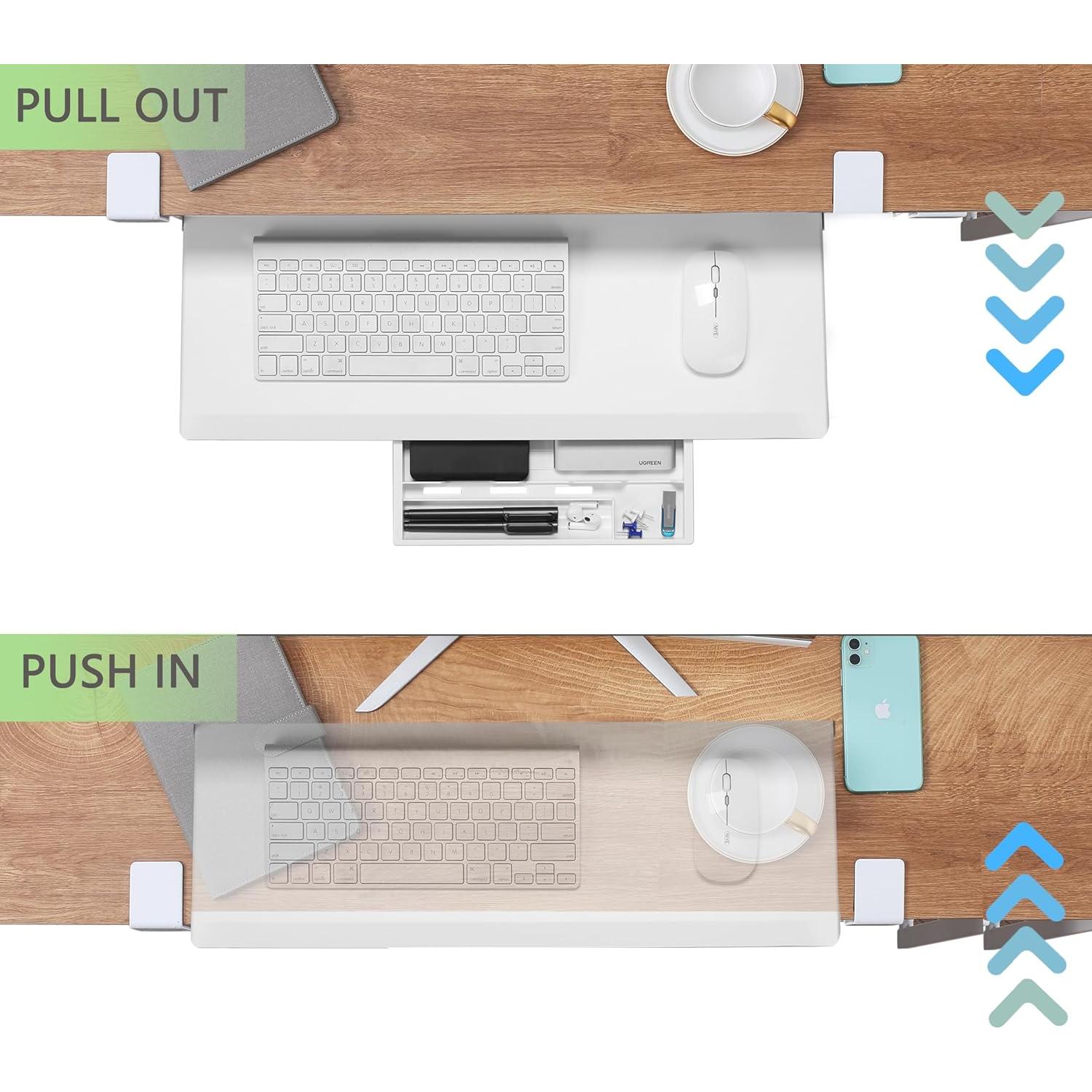Bandeja de teclado ETHU ergonómica blanca 50x31 cm con abrazadera