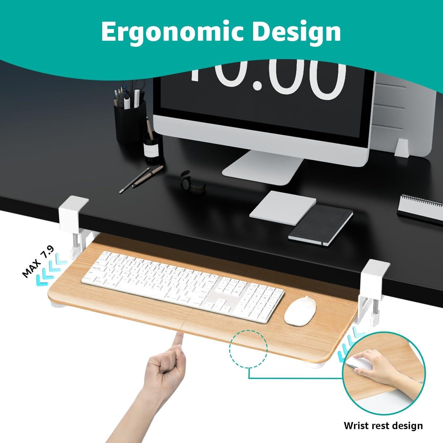 Bandeja de Teclado CALASK 65 cm con Montaje en C-Clip