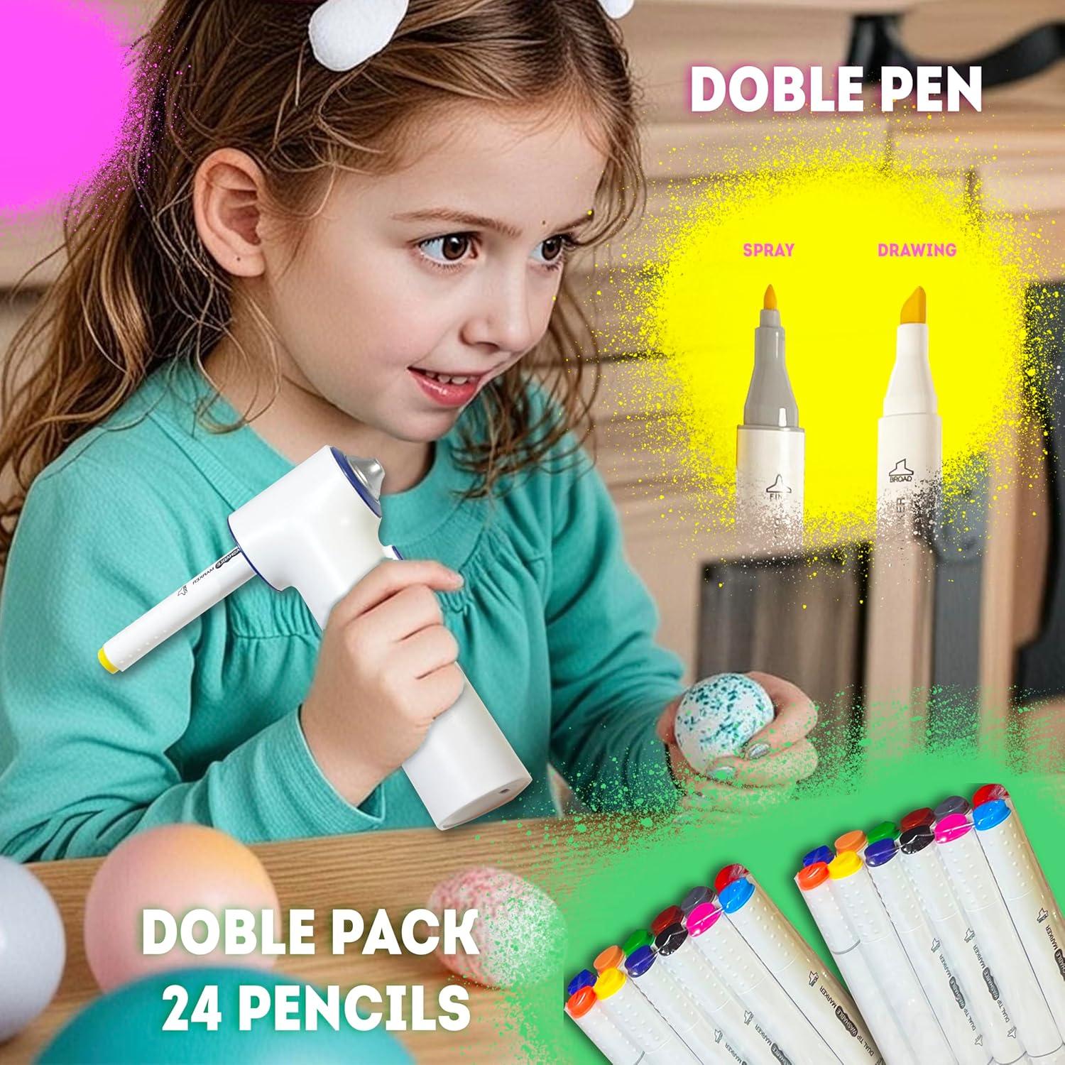 Juego de Aerógrafo BECUSSITTA - 24 Marcadores y 20 Plantillas