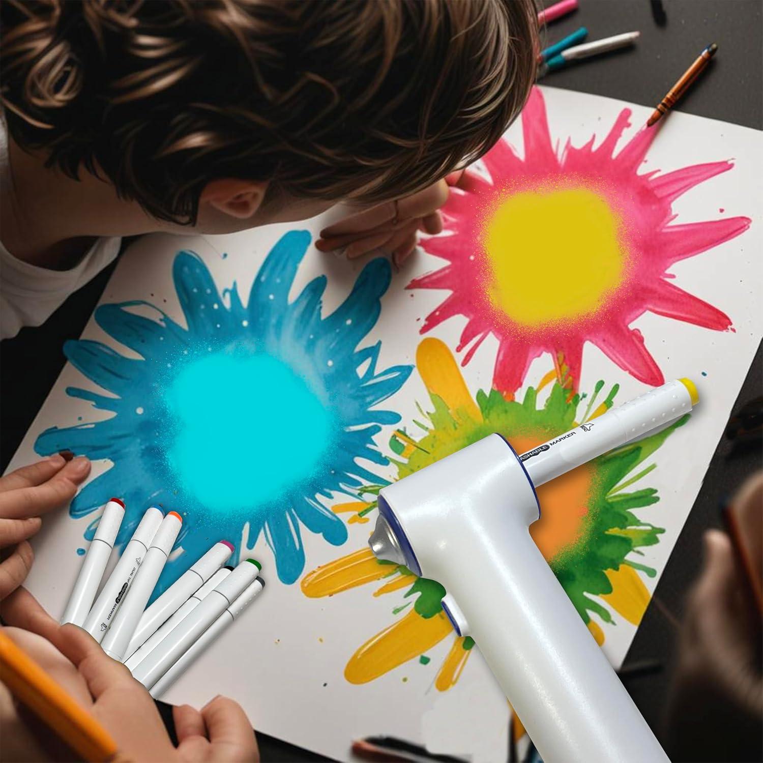 Juego de Aerógrafo BECUSSITTA - 24 Marcadores y 20 Plantillas