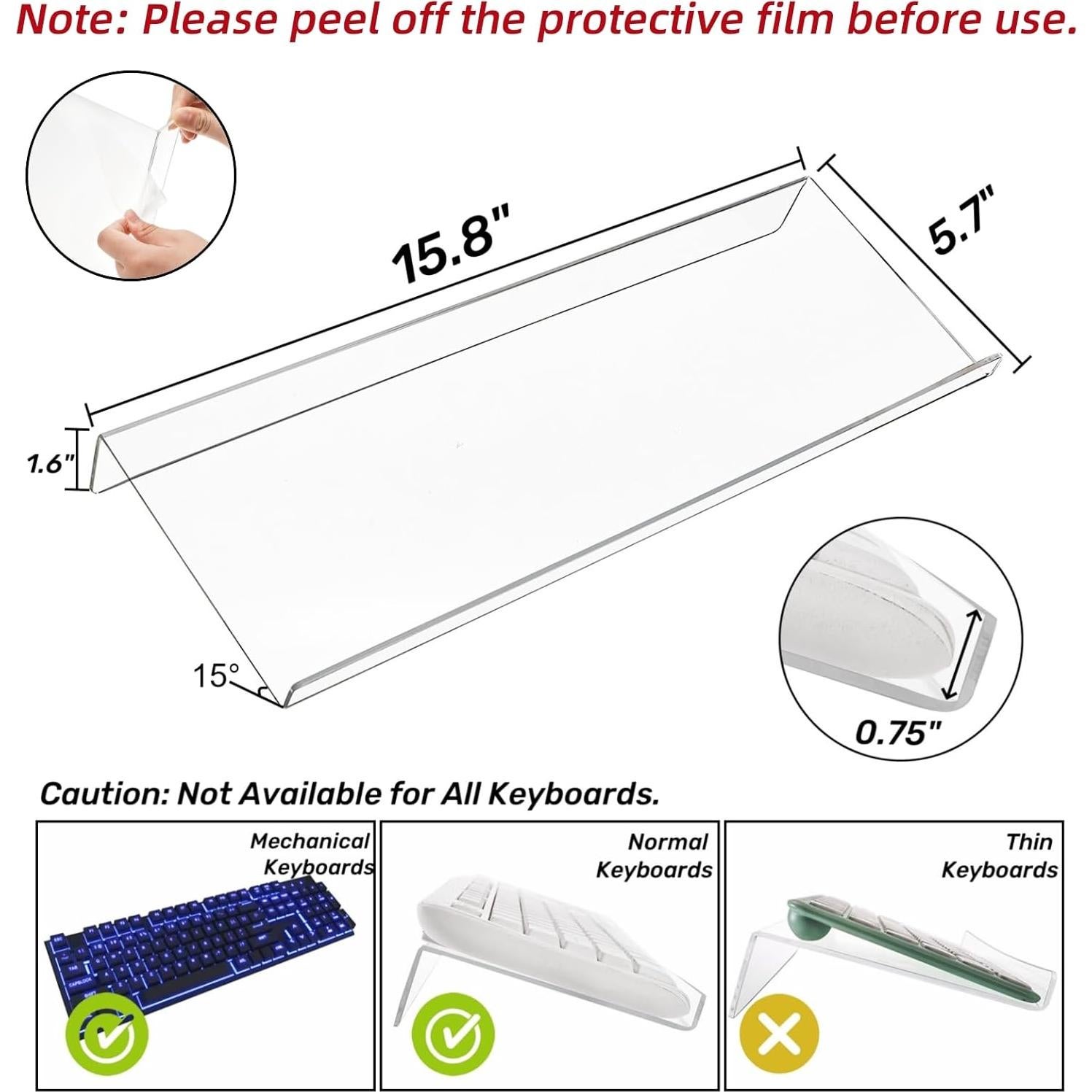 Soportes de Teclado Inclinados Eorbow - Paquete de 2, Acrílico Transparente