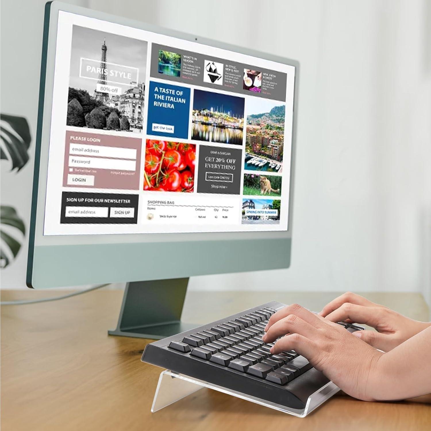 Soportes de Teclado Inclinados Eorbow - Paquete de 2, Acrílico Transparente