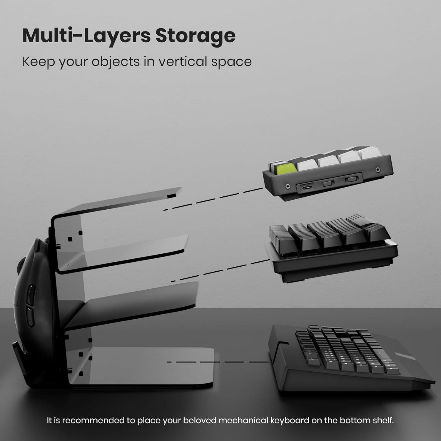 Soporte de Almacenamiento para Teclado Yikola 3 Niveles Acrílico Negro