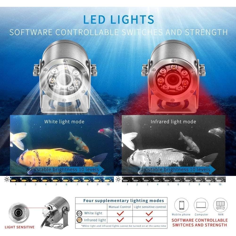 Cámara Submarina Barlus 5MP IP68 con Luz y Cable 9.75m