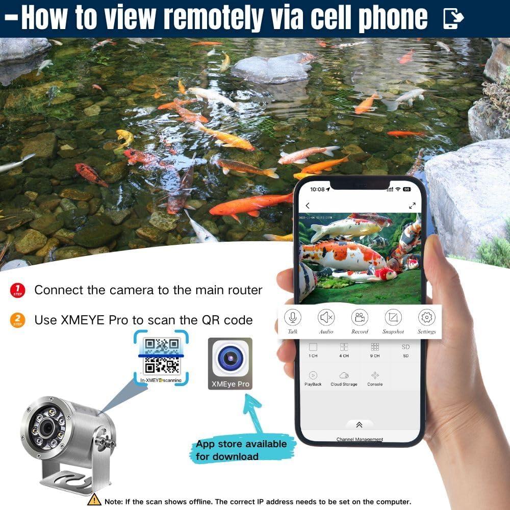 Cámara Submarina Barlus 5MP IP68 con Luz y Cable 9.75m