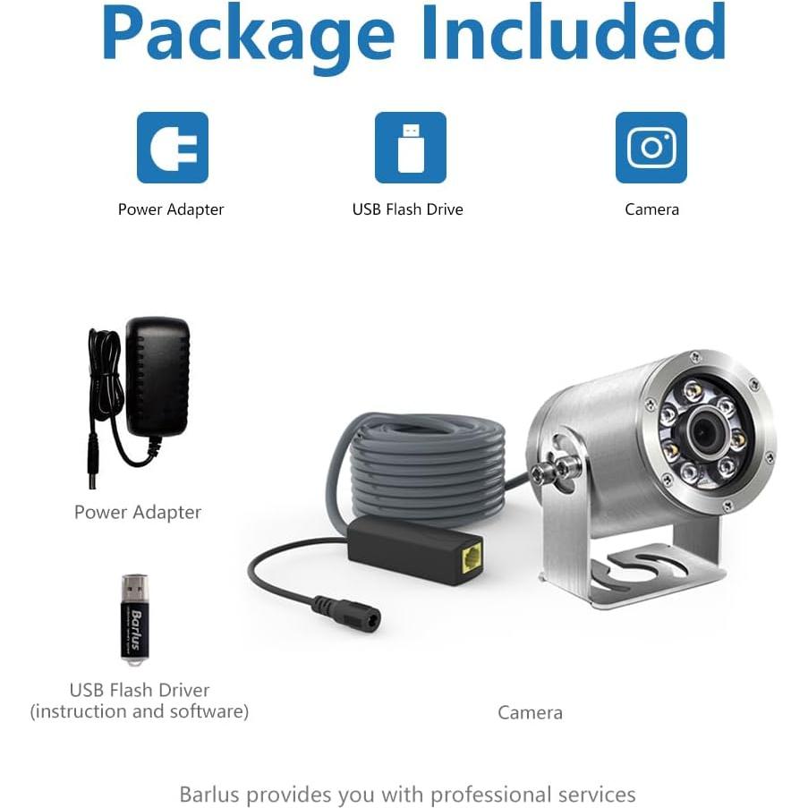 Cámara Submarina Barlus 5MP IP68 con Luz y Cable 9.75m