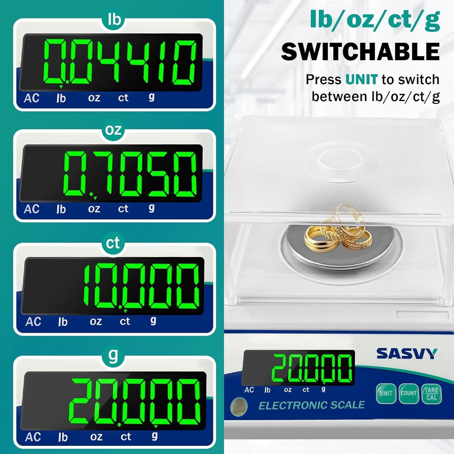 Balanza de Laboratorio Digital SASVY 500g x 0.001g Alta Precisión