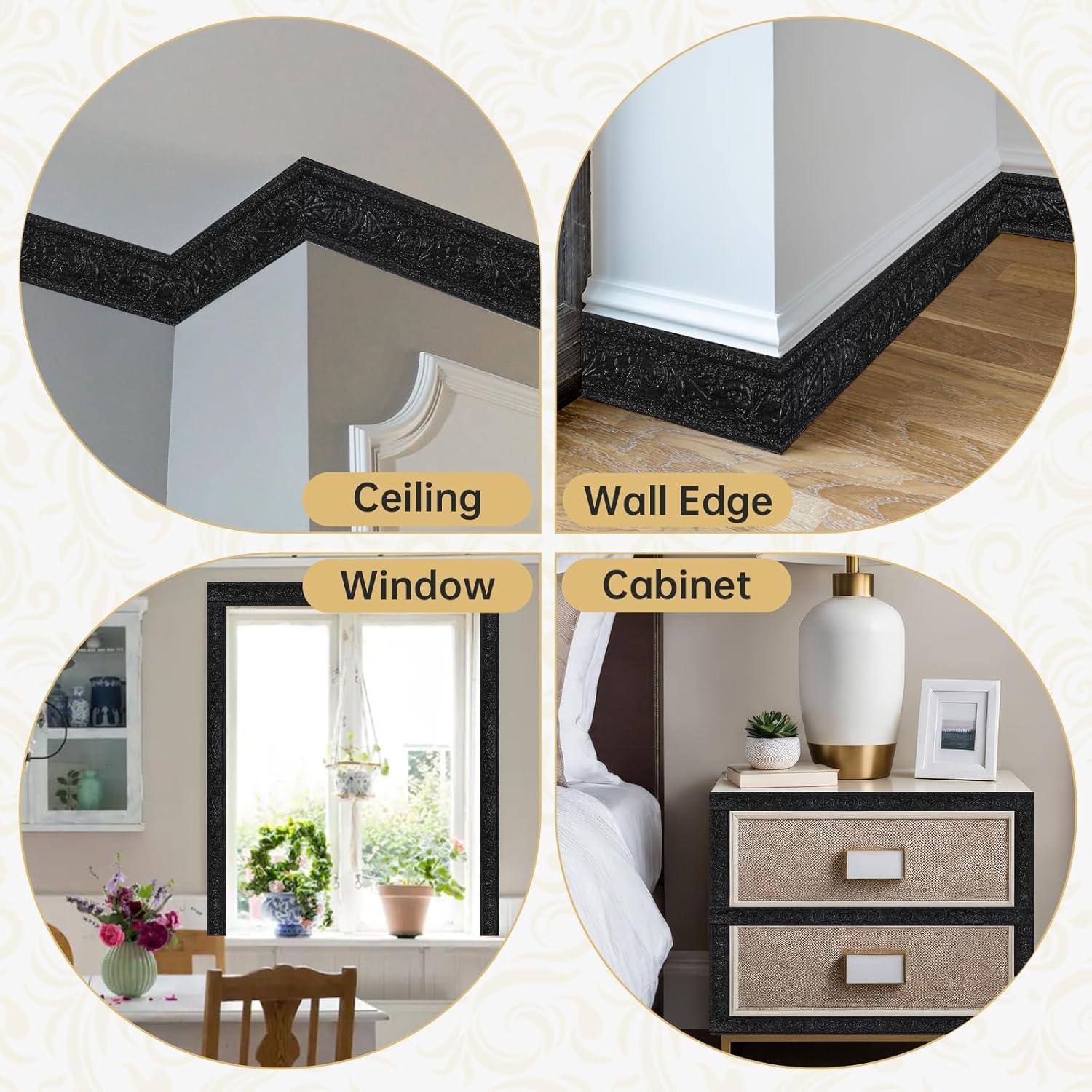 Moldura de Espuma Autoadhesiva Glavatrix 4 cm x 4.6 m Negra