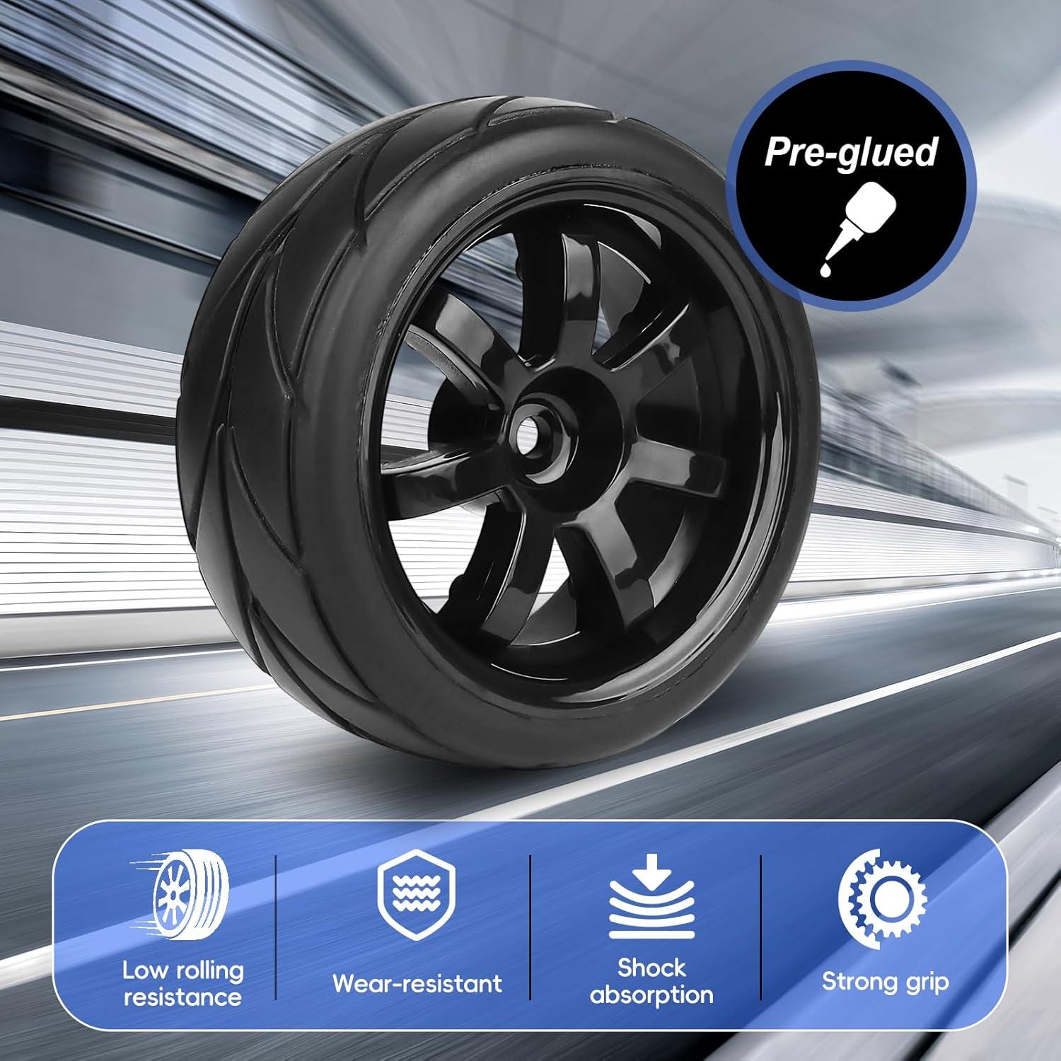 Ruedas de Drift RC 1/10 AllinRC 12mm 65mm Neumáticos Goma