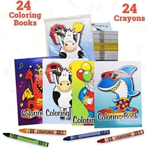24 Libros para Colorear y Crayones Bottles N Bags 12,7x17,8cm