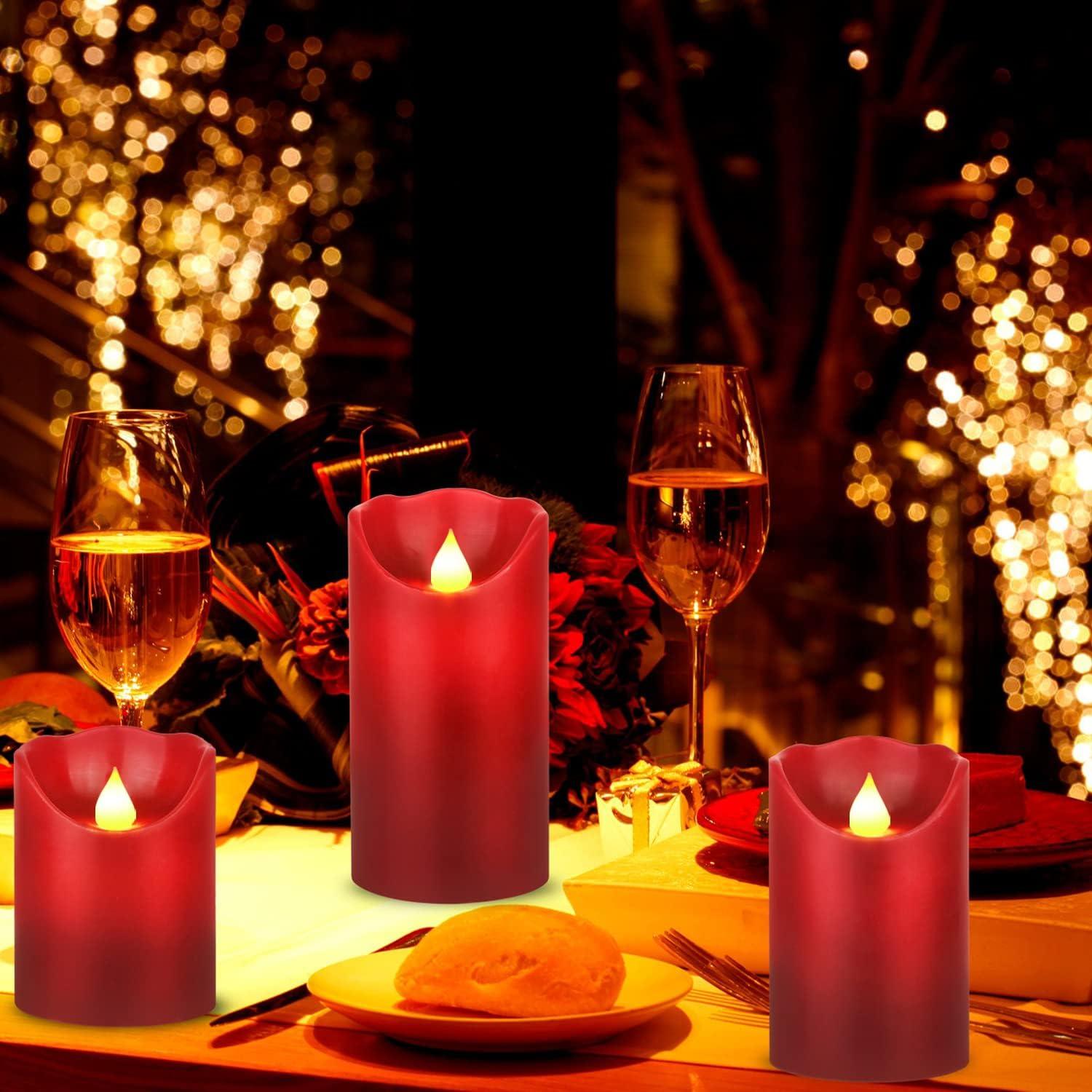 Set de 3 Velas LED Parpadeantes HYW Cera Roja 10-15 cm
