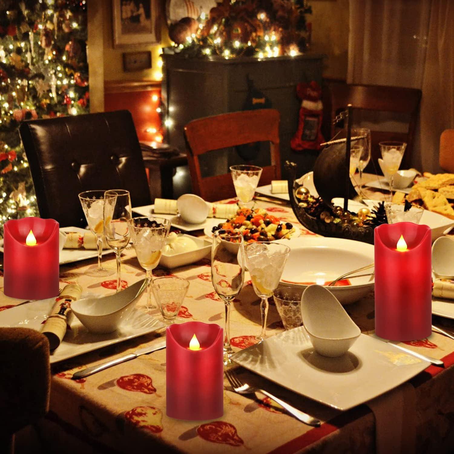 Set de 3 Velas LED Parpadeantes HYW Cera Roja 10-15 cm