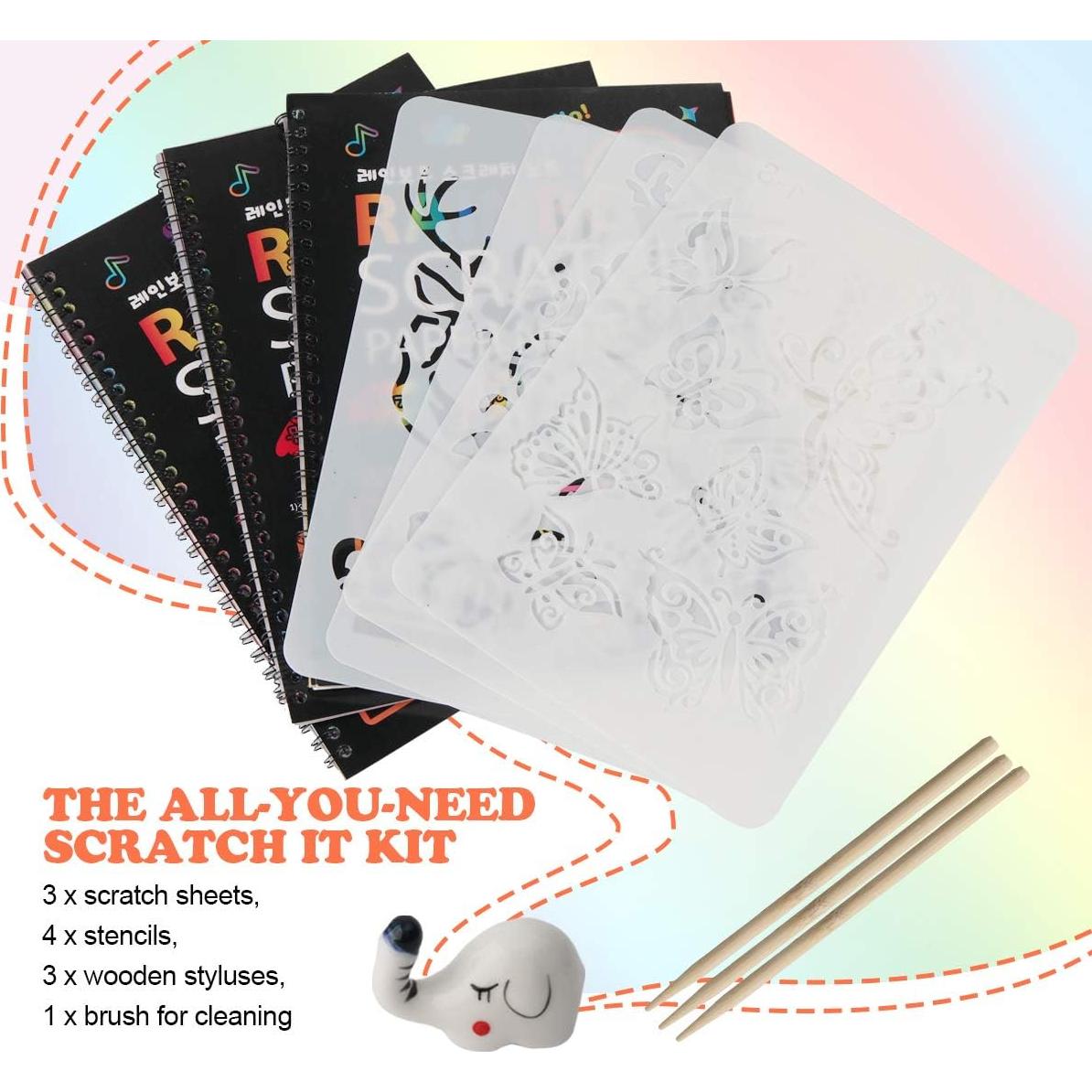 Cuadernos de Arte de Rascado Mocoosy - 3 Piezas 30 Hojas