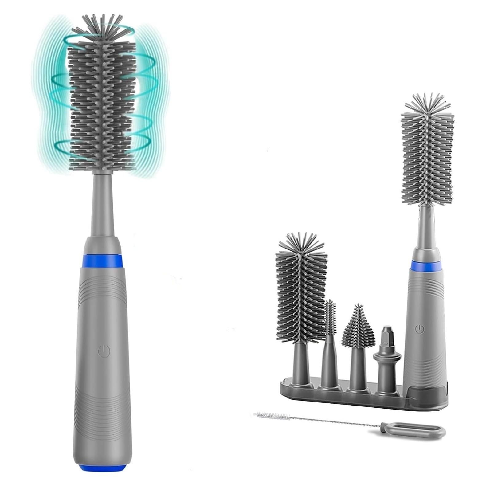 Limpiador Eléctrico de Botellas Soarup90000 con Estante Gris