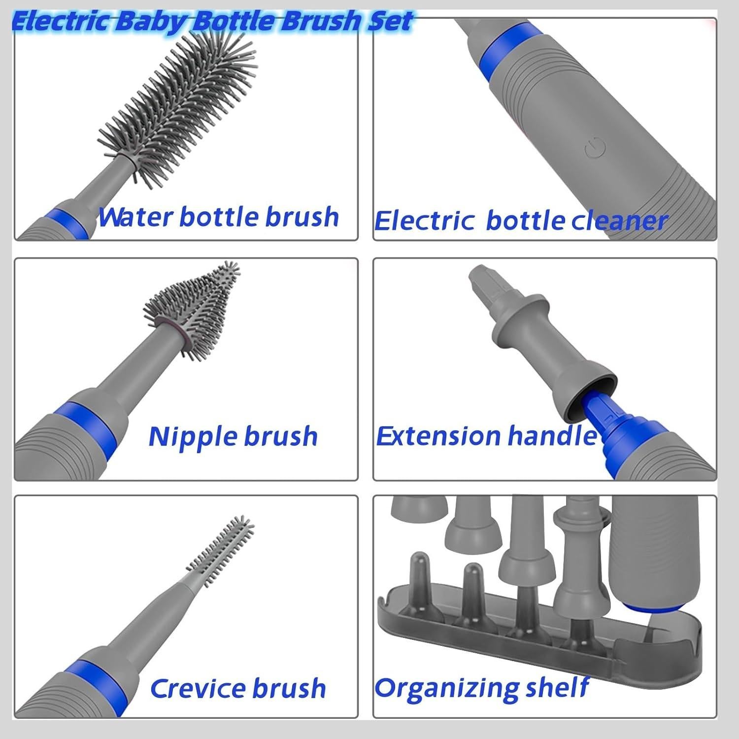 Limpiador Eléctrico de Botellas Soarup90000 con Estante Gris