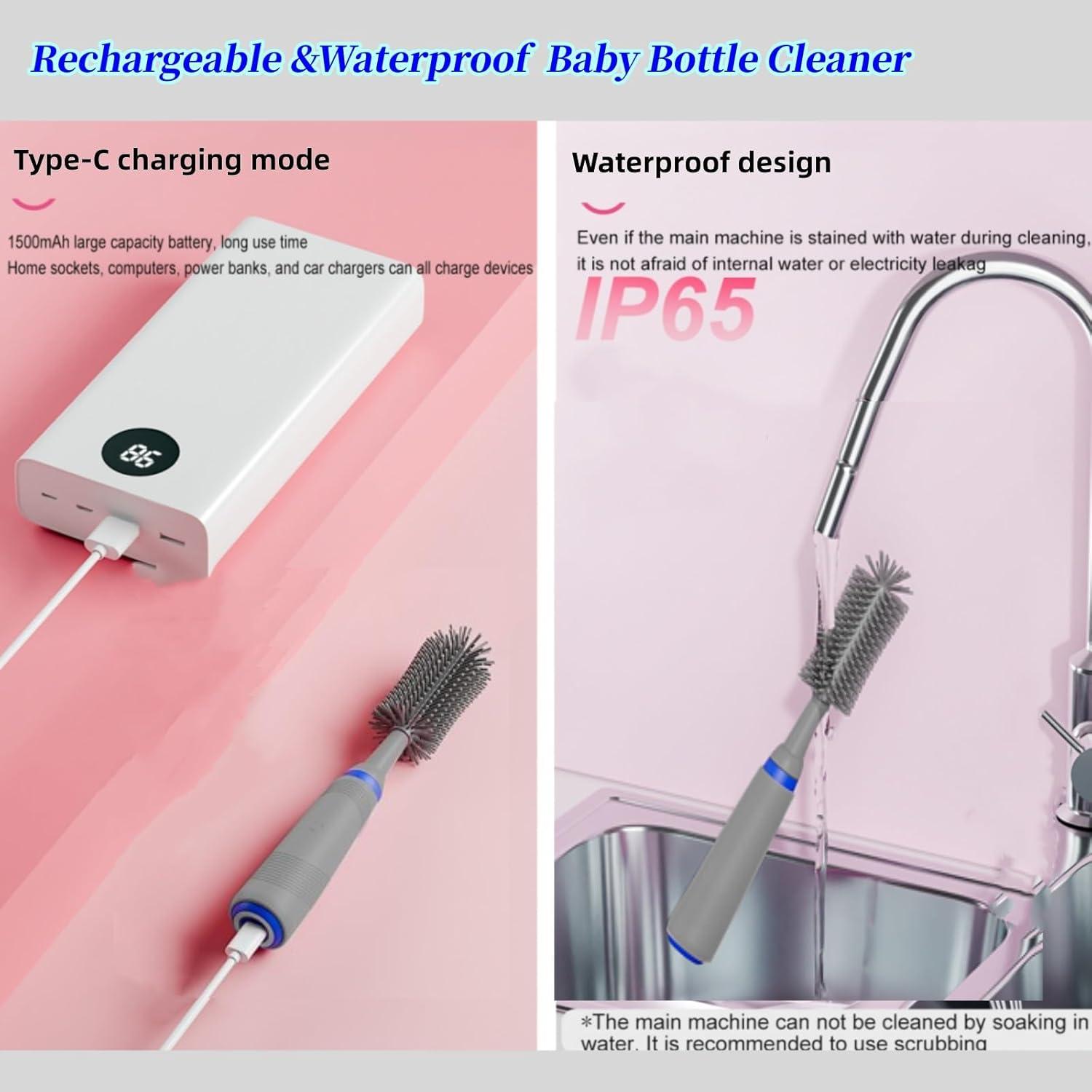 Limpiador Eléctrico de Botellas Soarup90000 con Estante Gris