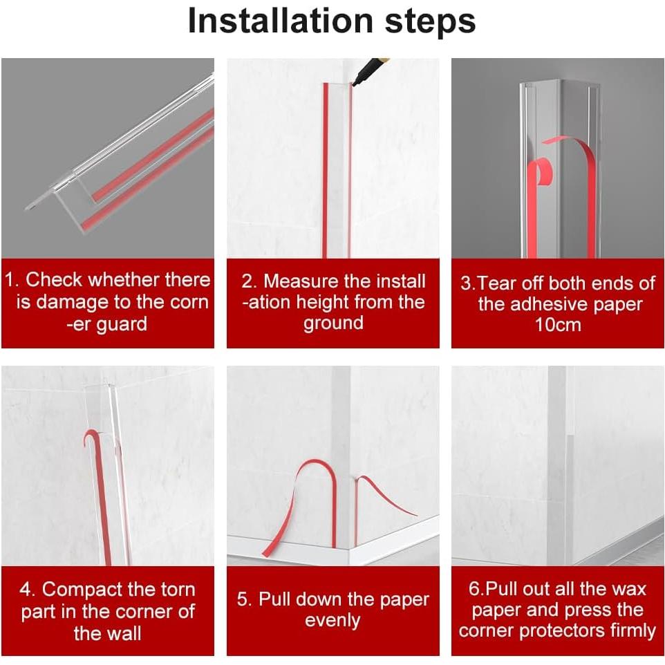 Protector de Esquina de Pared RUANSTEC 5 Piezas Transparente 90 cm