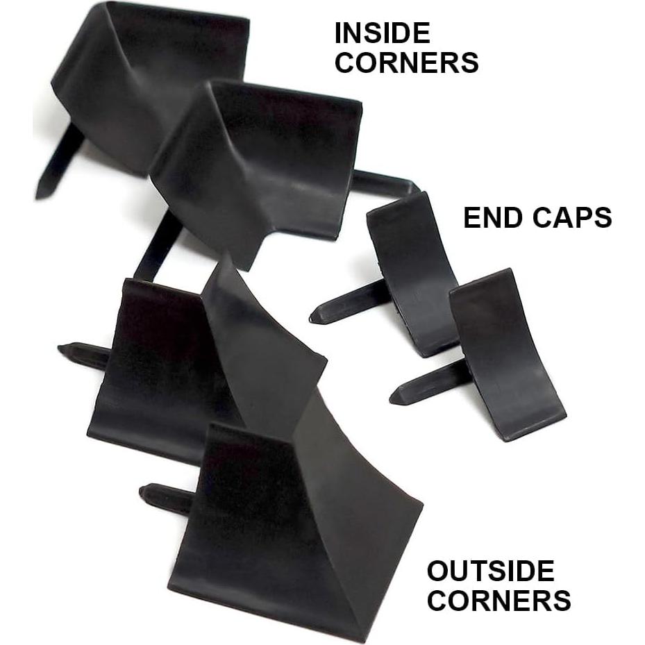 InstaTrim Corner & End Caps - Six Black 1/2" Wide Trim Corner and End Pieces - Finishing Caps for Corners & Exposed Ends - Paintable