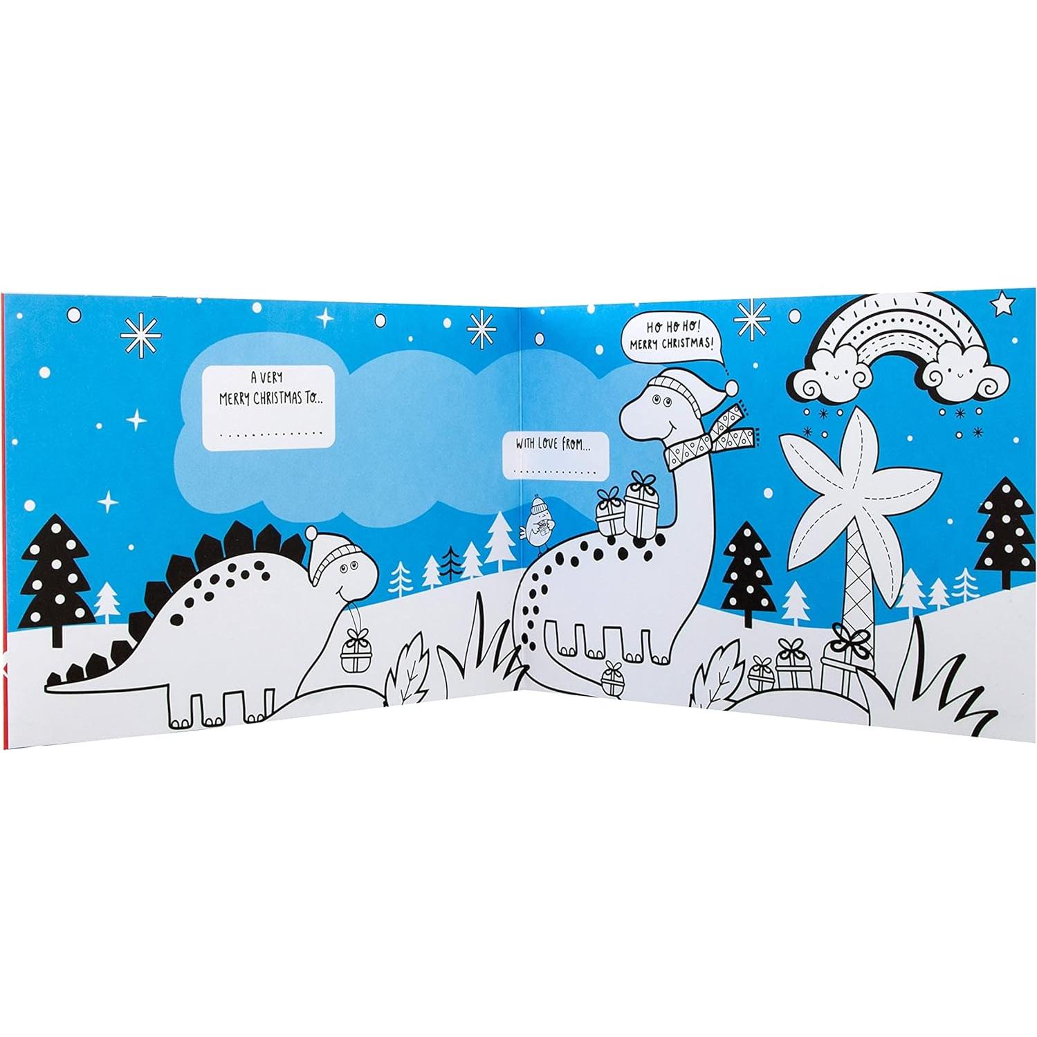 Tarjeta de Navidad Hallmark para Niños - Dinosaurio para Colorear