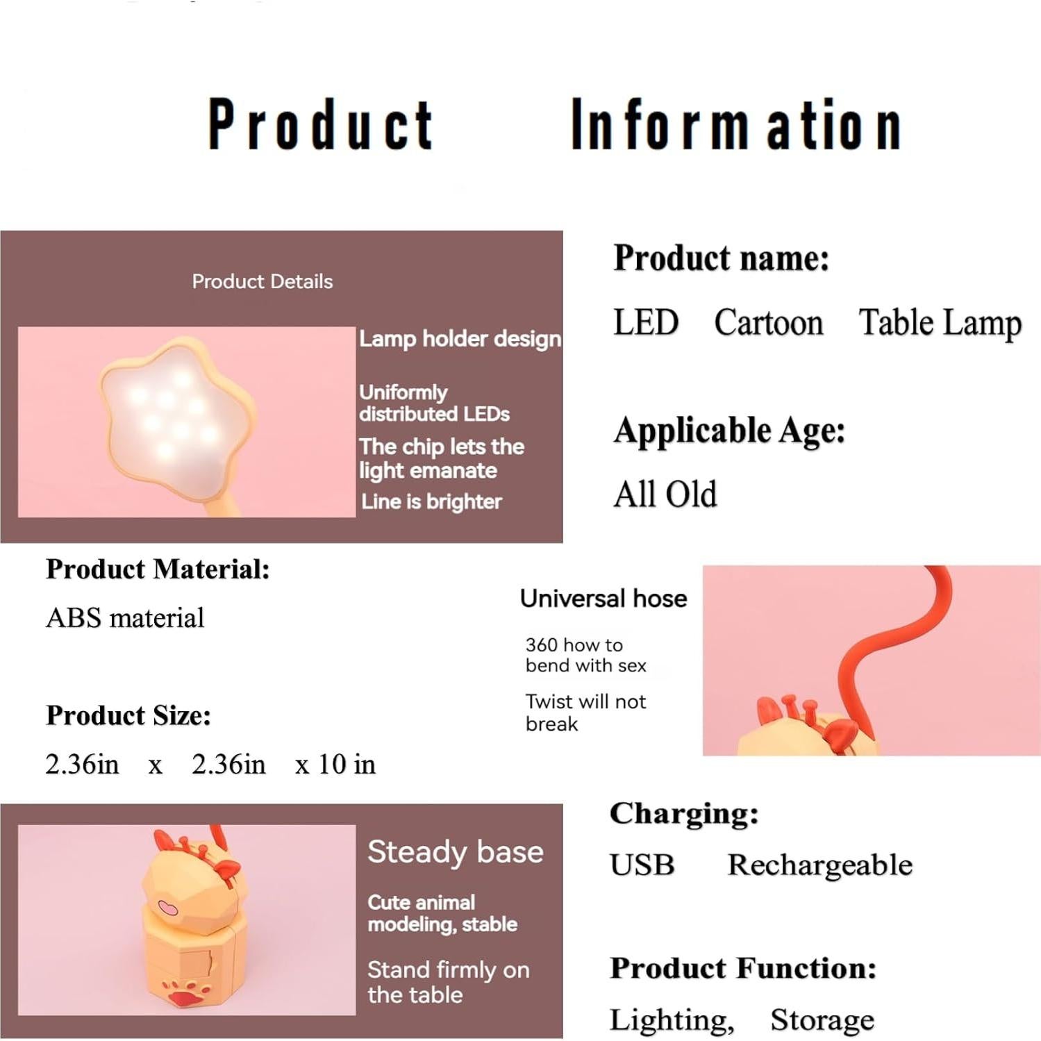 Lámpara de Escritorio LED Atigmdc Plegable Recargable USB Amarillo