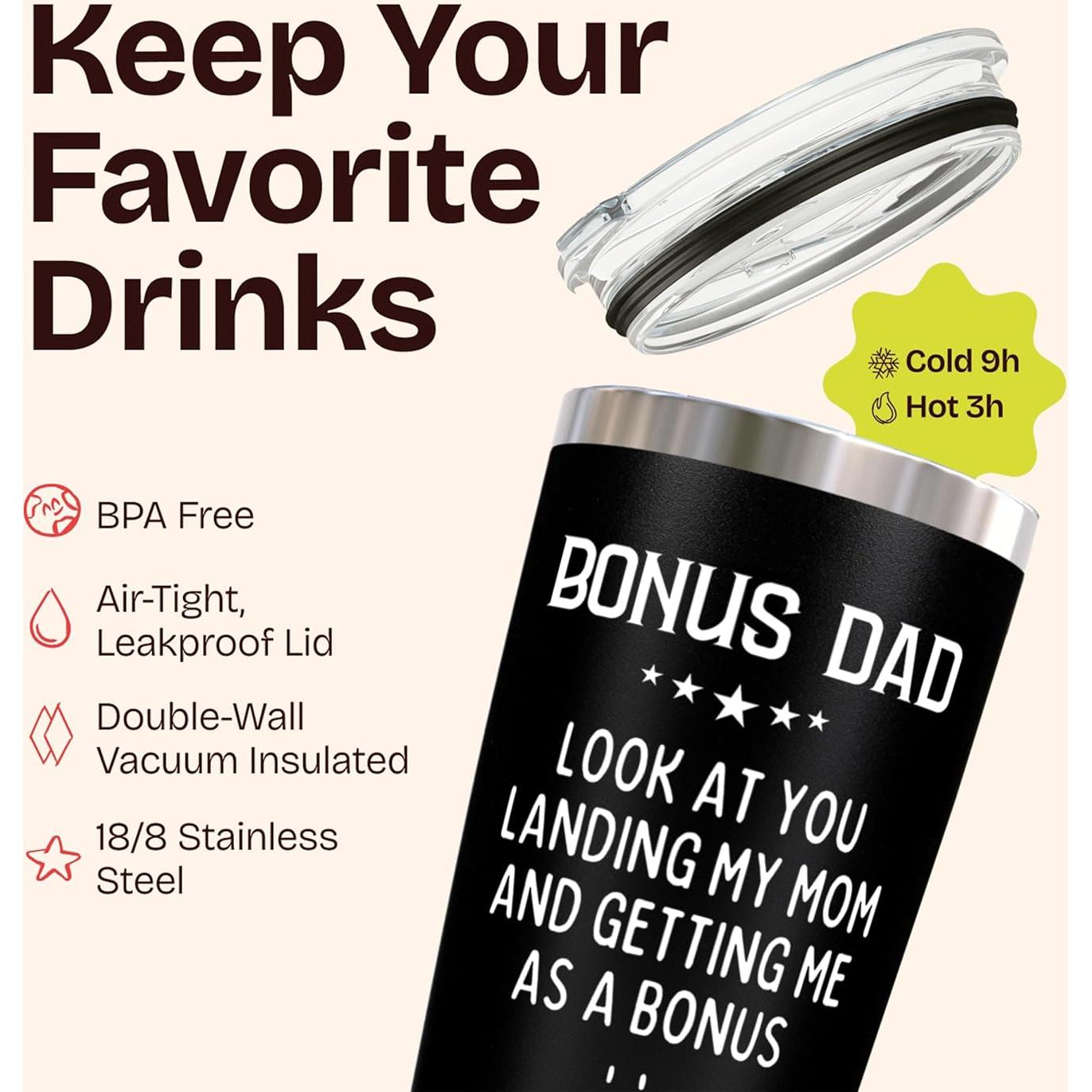 Vaso Térmico Negro 20oz KLUBI para Papá Extra - Regalo Día del Padre