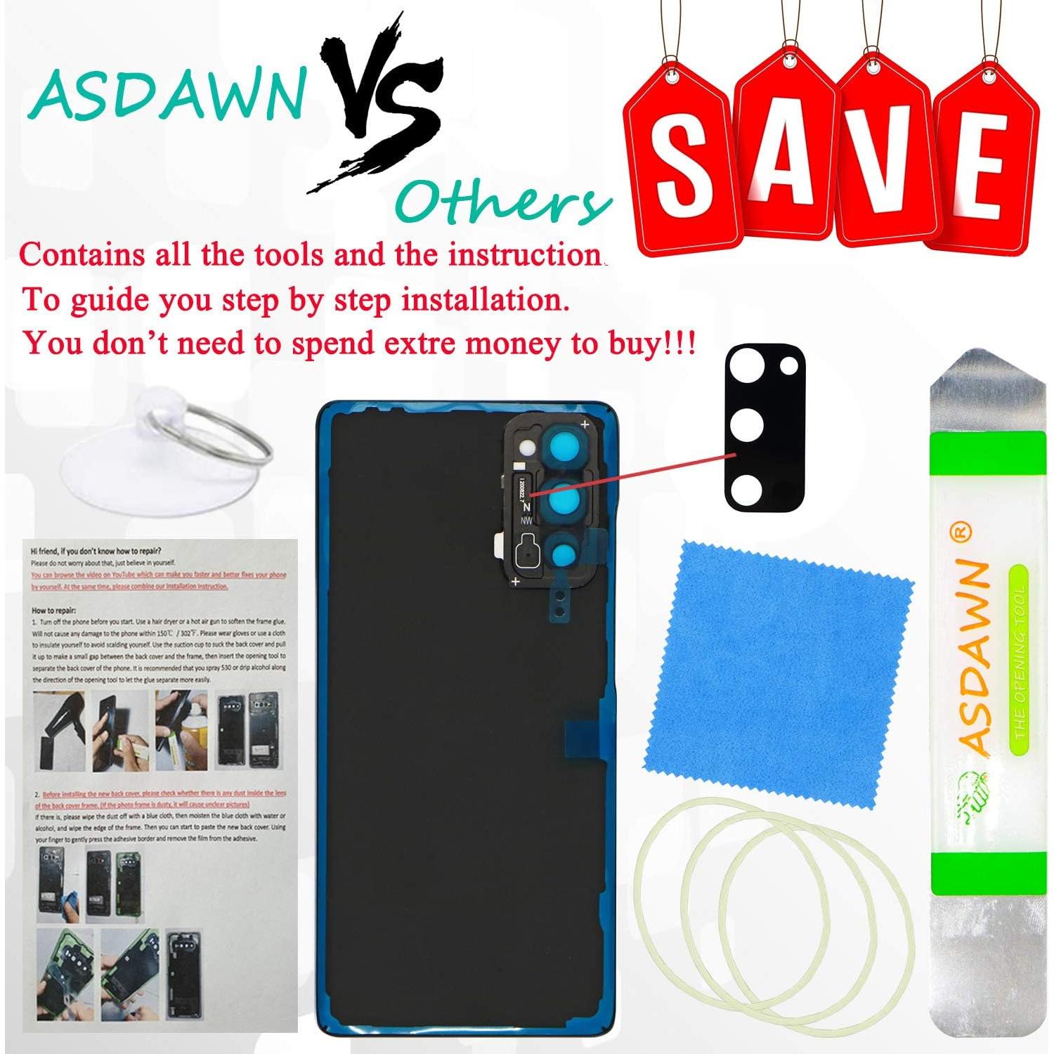 Galaxy S20 FE Back Glass Cover Replacement with Pre-Installed Camera Lens + All The Adhesive + Tool Kit for Samsung Galaxy S20 FE 5G SM-G780 SM-G781 All Carriers (Cloud Lavender)