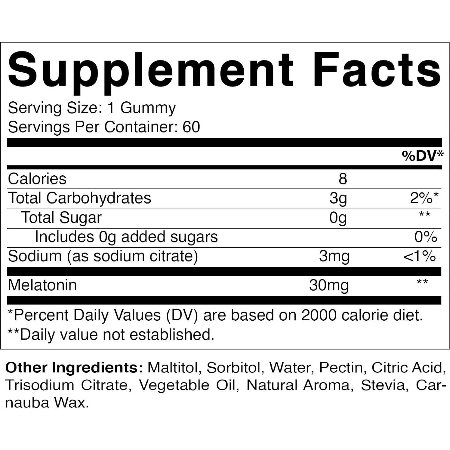 Gummies de Melatonina Vitamatic 30mg Sin Azúcar 60 Unidades