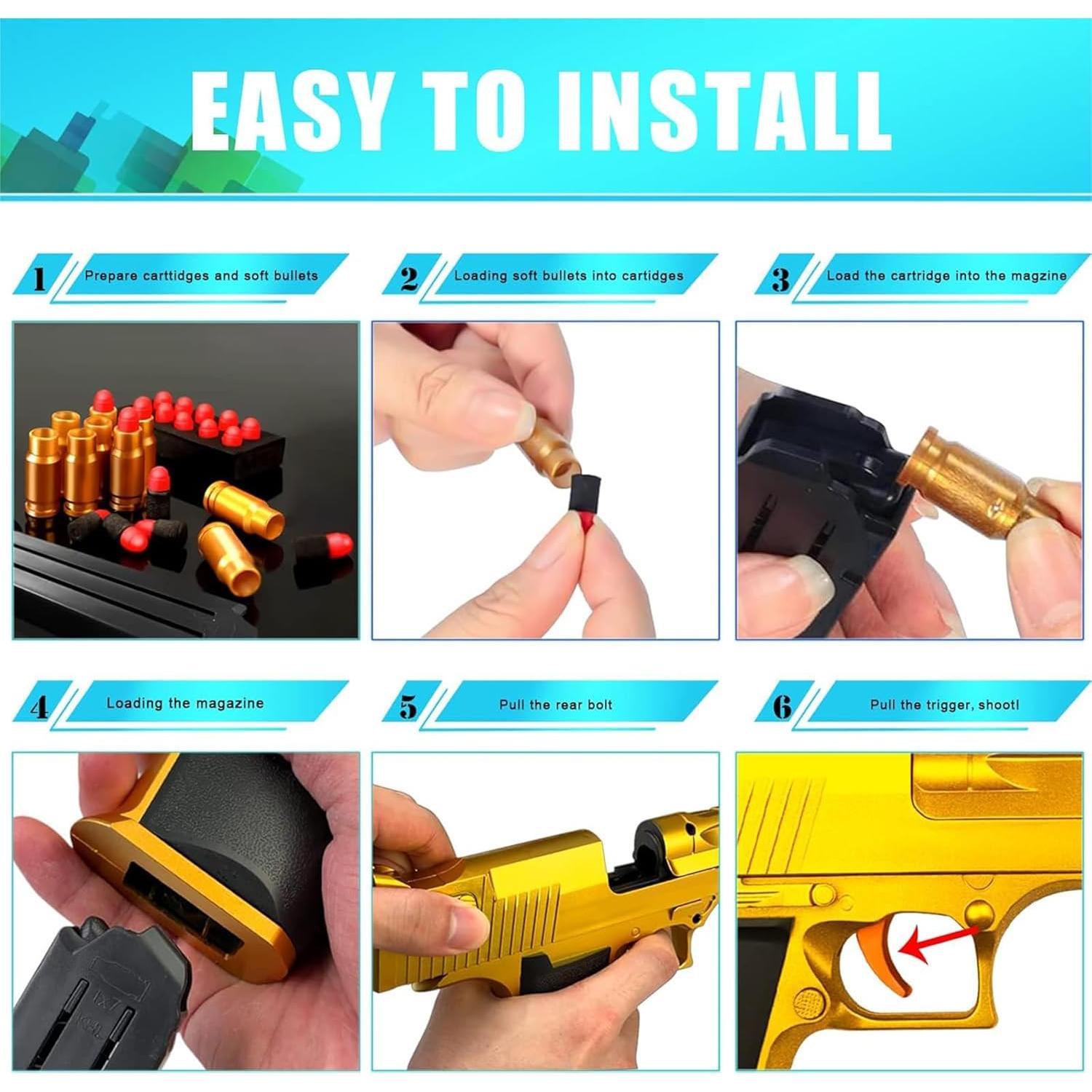 Pistola de Juguete LBDREXZ con Balas Blandas EVA - Oro