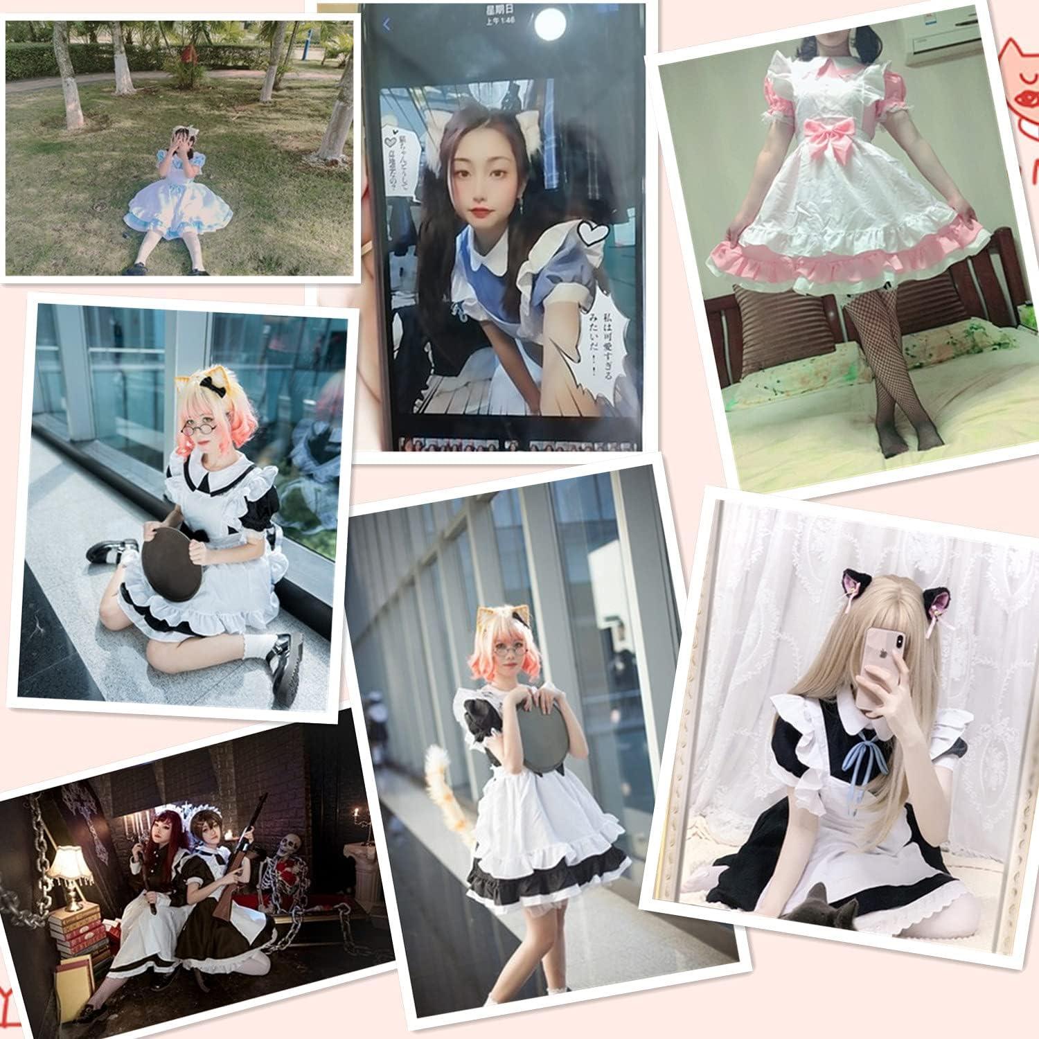 Disfraz de Sirvienta Lolita Kawaii 6 Piezas Negro S