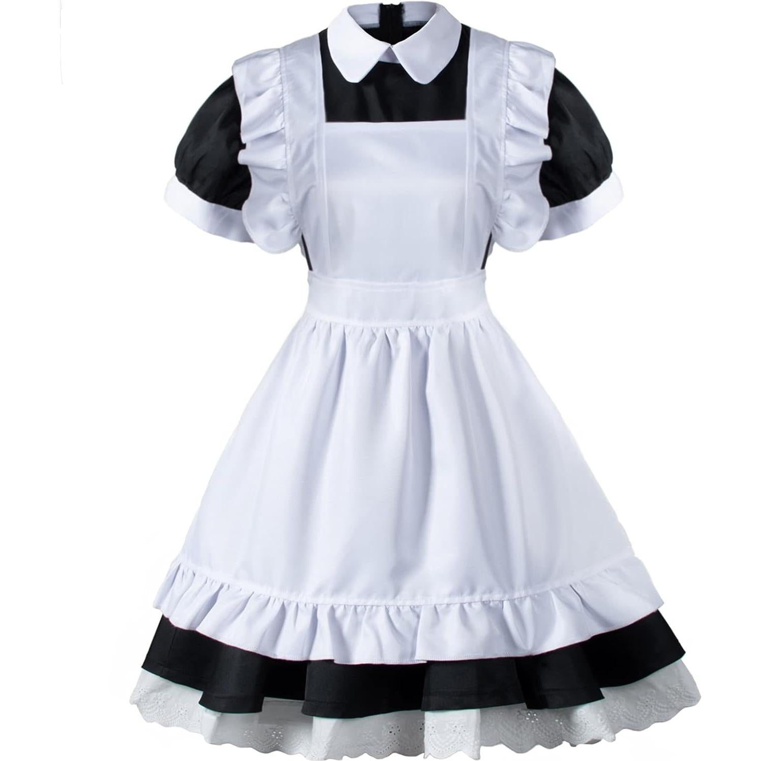 Disfraz de Sirvienta Lolita Kawaii 6 Piezas Negro S