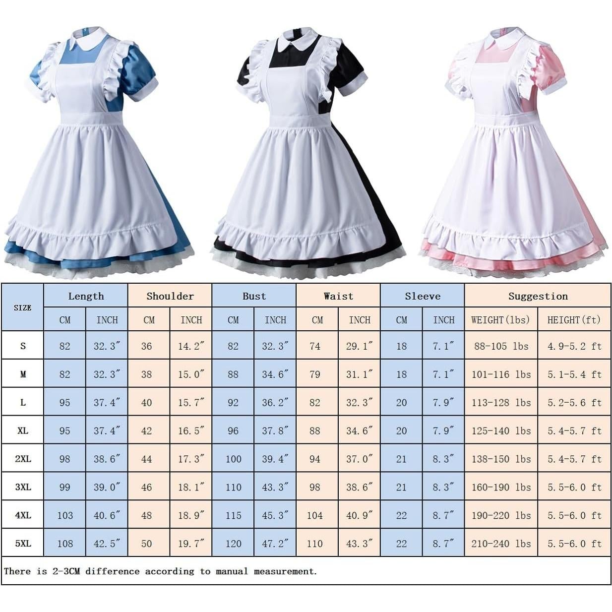 Disfraz de Sirvienta Lolita Kawaii 6 Piezas Negro S