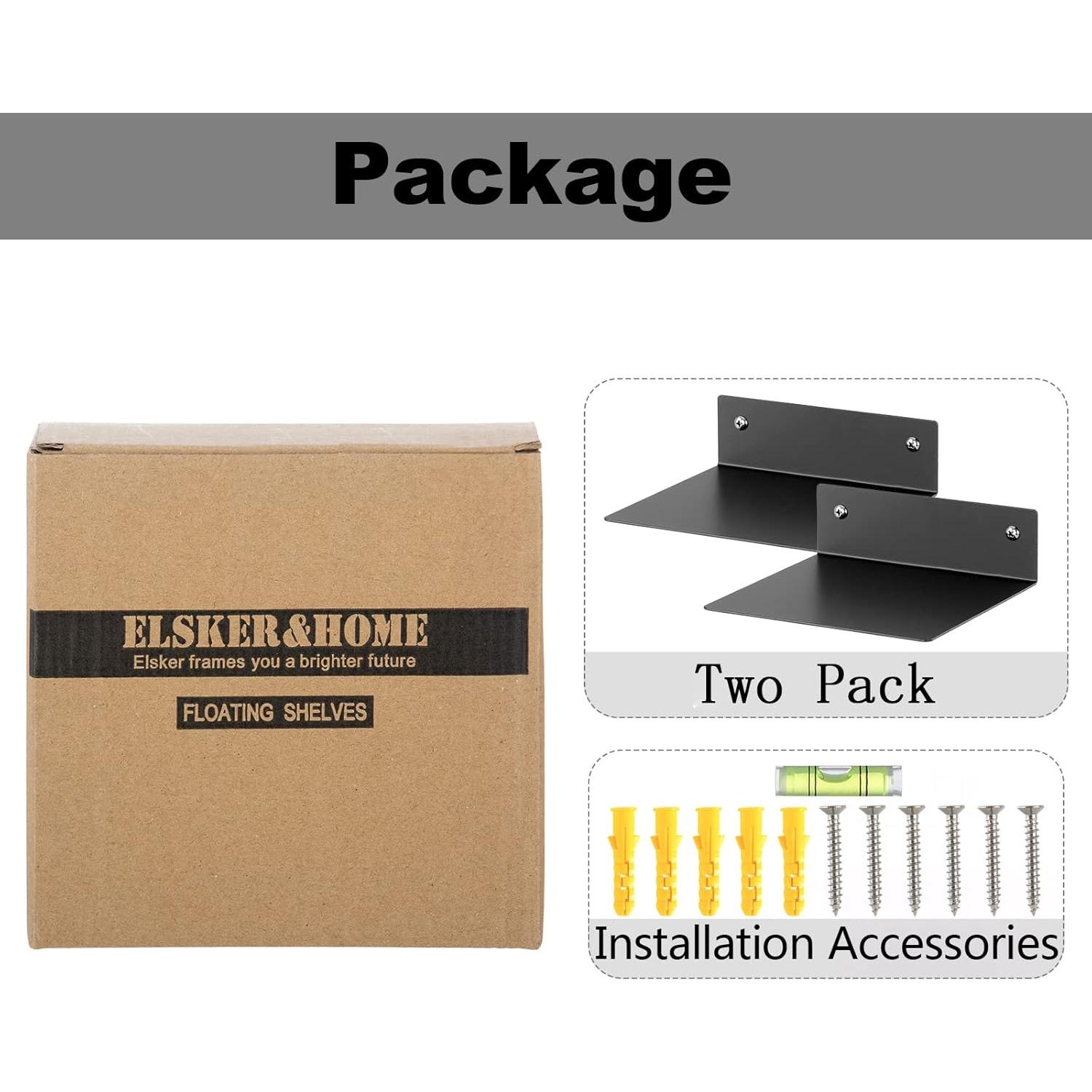 Estantes Flotantes ELSKER&HOME Negros 2 Paquetes 15.7"