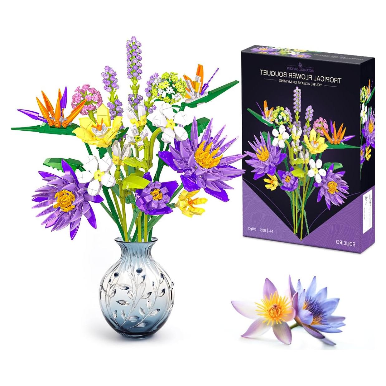 Set de Construcción de Ramo de Flores BIGEARN - 891 Piezas DIY