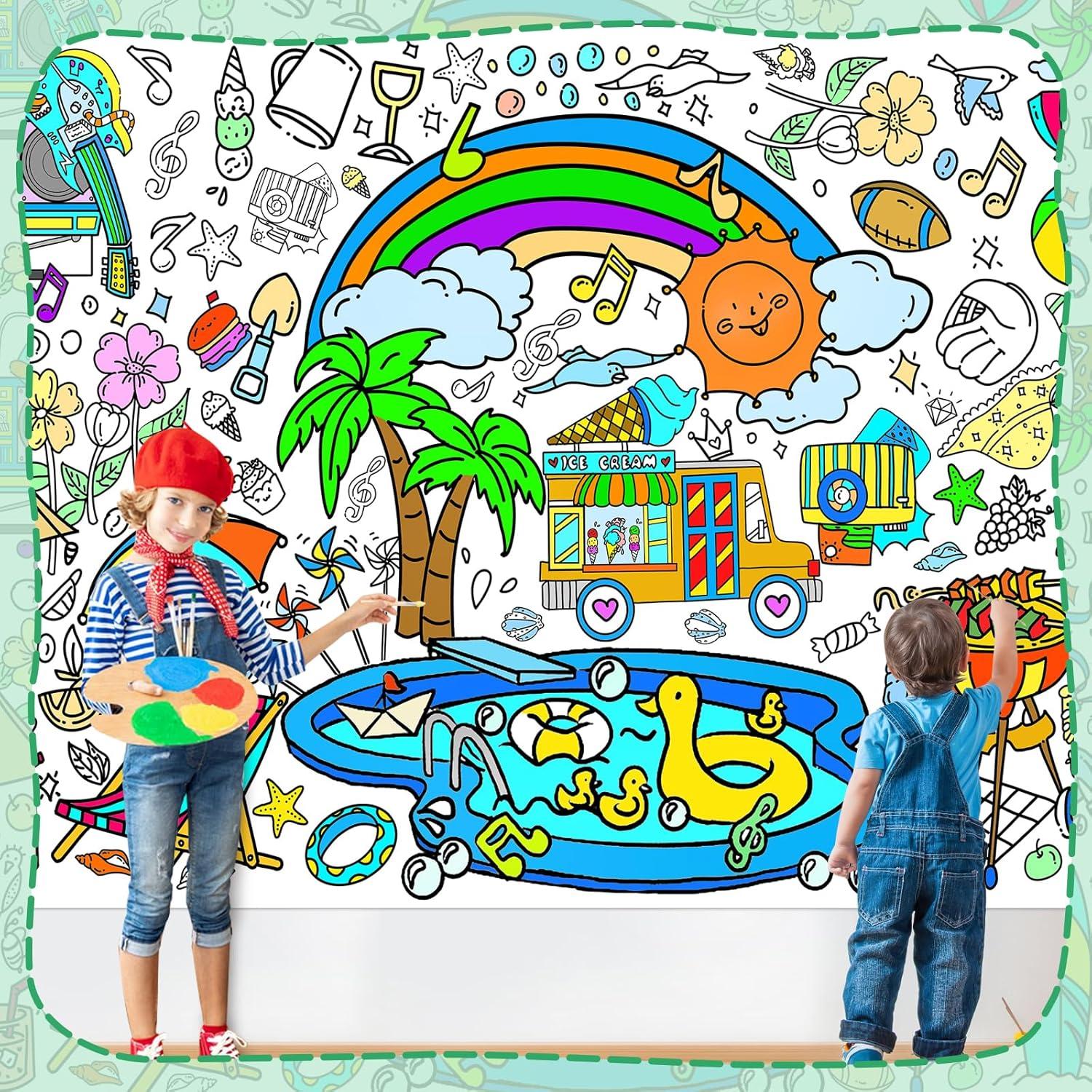 DDMY Póster Gigante para Colorear Playa de Verano 182x90 cm