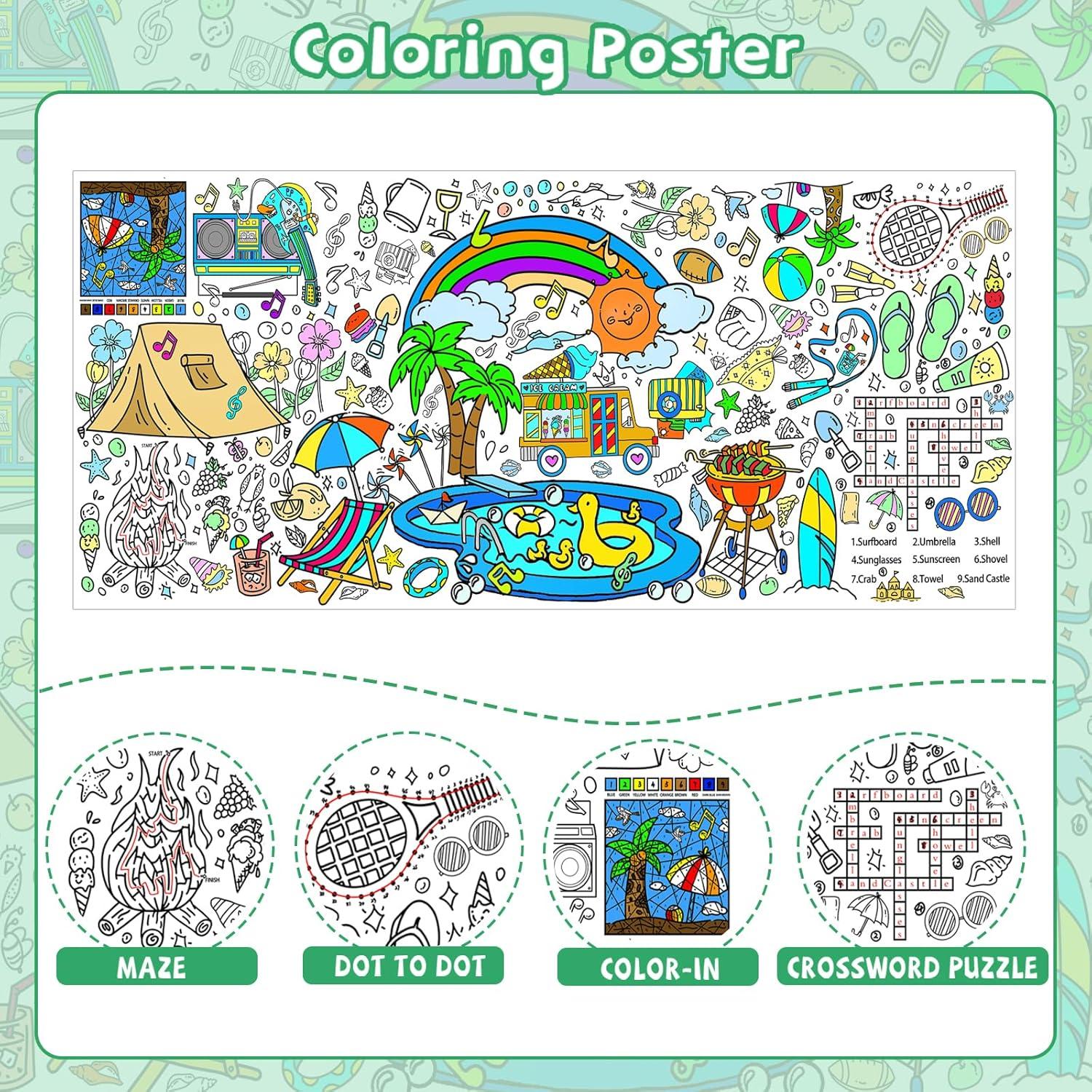 DDMY Póster Gigante para Colorear Playa de Verano 182x90 cm