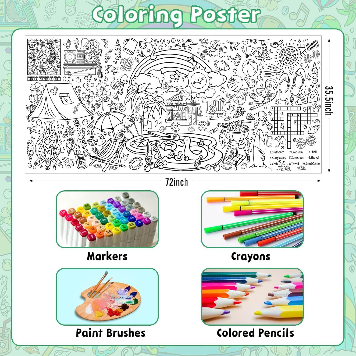 DDMY Póster Gigante para Colorear Playa de Verano 182x90 cm