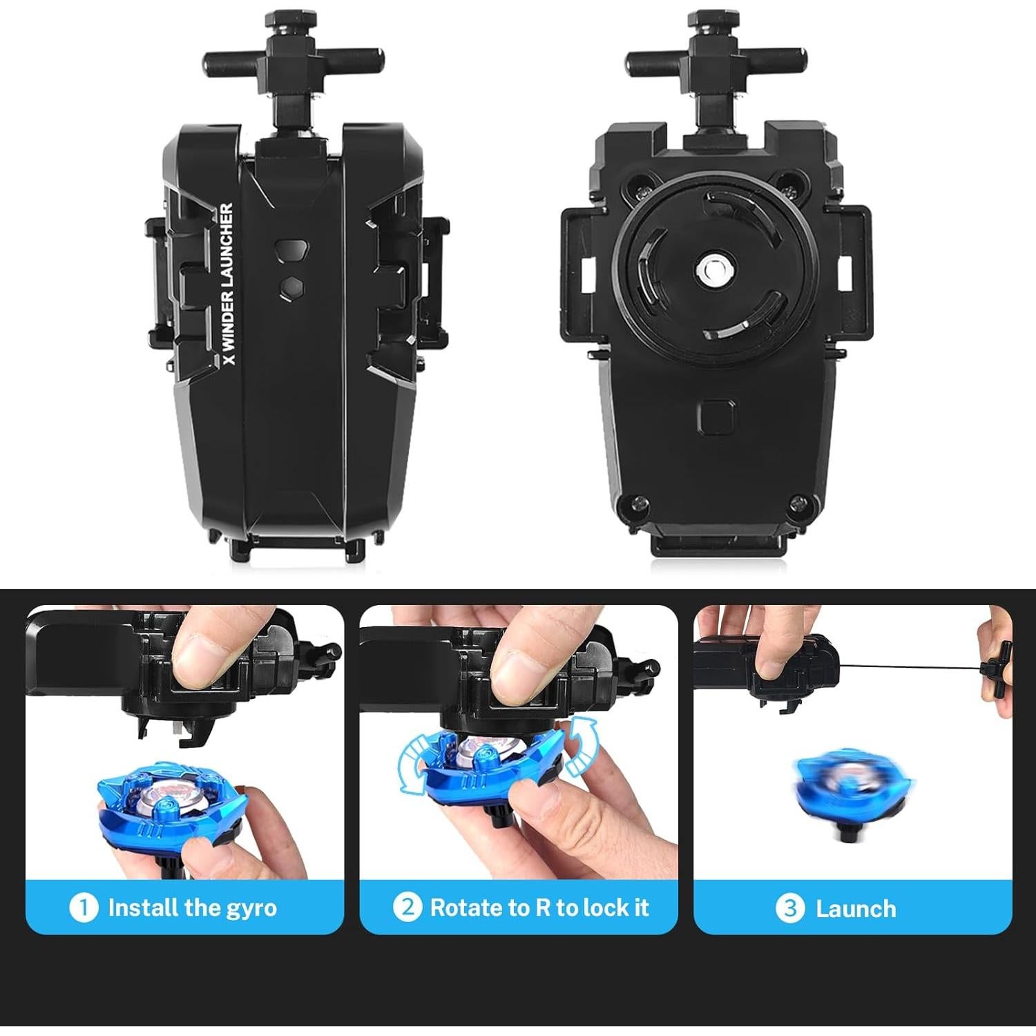 Conjunto de Batalla DEZAWRTY - 12 Trompos Giratorios y 3 Lanzadores