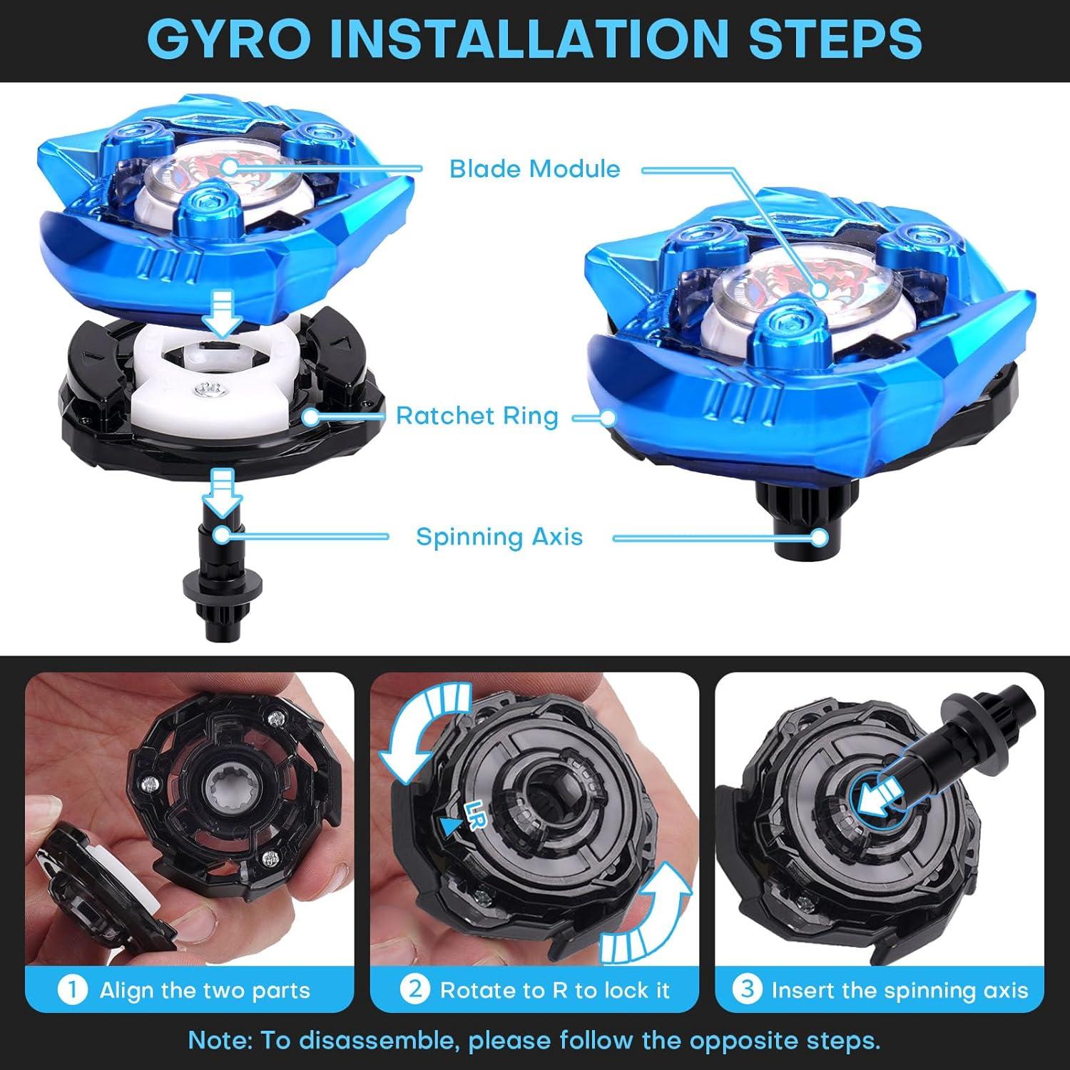 Conjunto de Batalla DEZAWRTY - 12 Trompos Giratorios y 3 Lanzadores