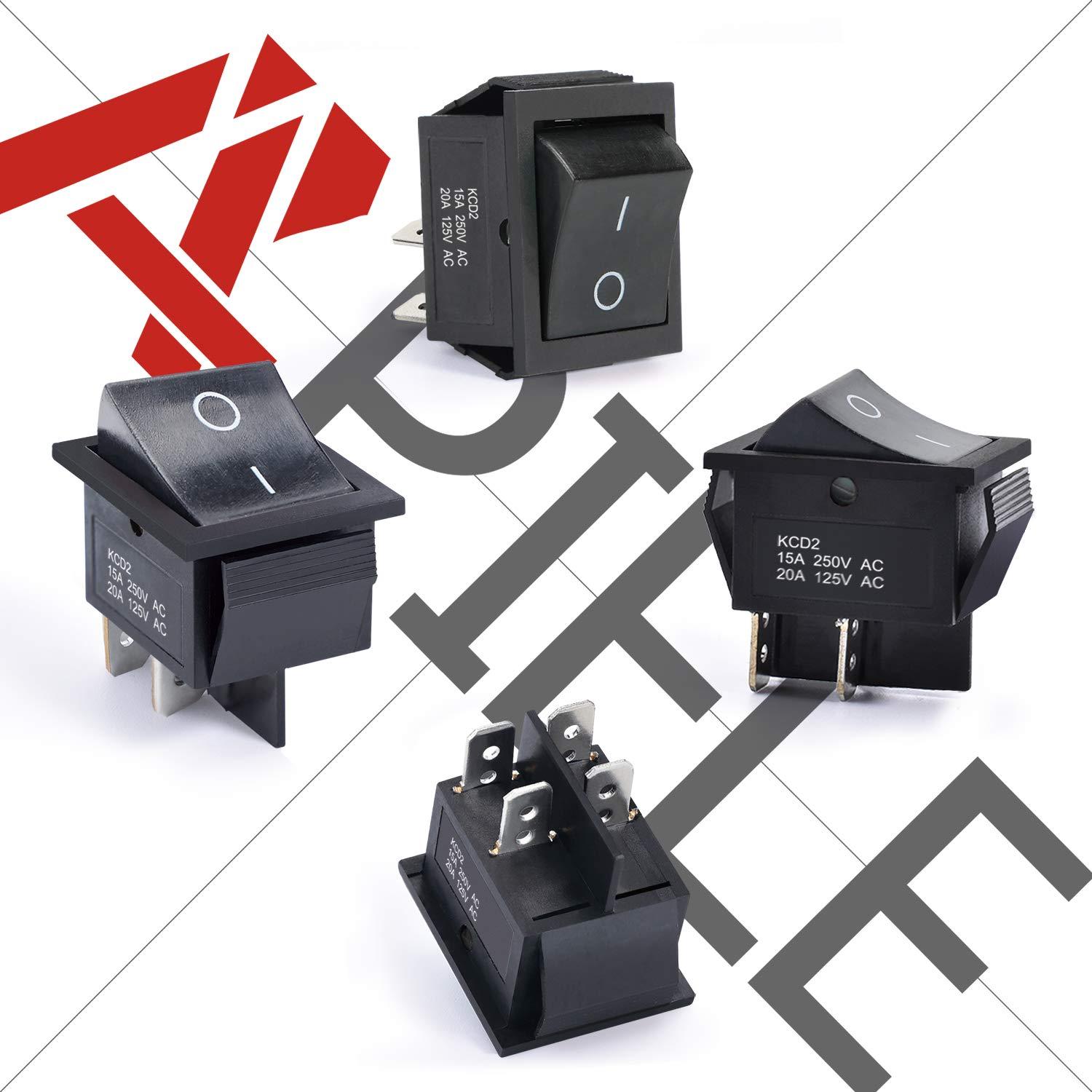 Interruptor Rocker APIELE KCD2-201 Negro DPST 4 Pines 125V/20A