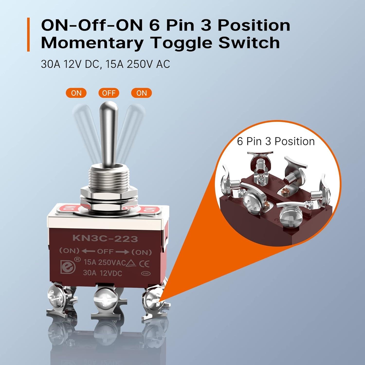 Interruptor de palanca DPDT Joinfworld 12V 30A impermeable - 4 piezas