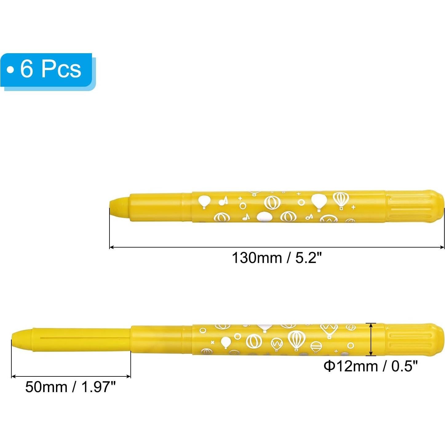 Crayones Acuarelables PATIKIL 6Pcs Amarillo Lavables
