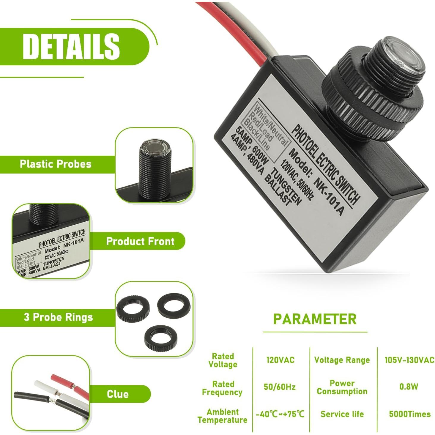 Sensor de Luz Fotocélula EPLZON 120V Control Automático IP65