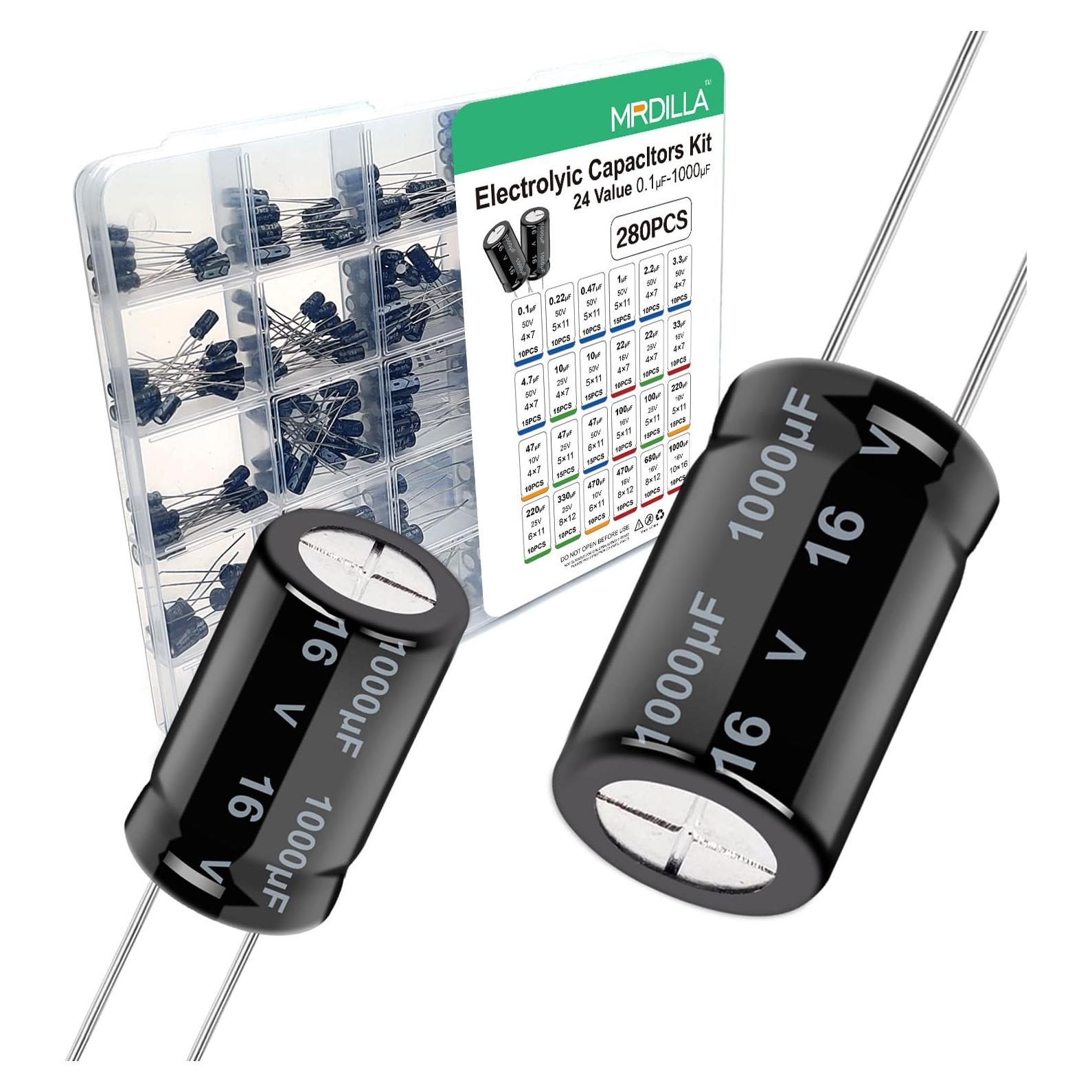 Kit de 280 Capacitores Electrolíticos Aluminio 0.1-1000uF 25V