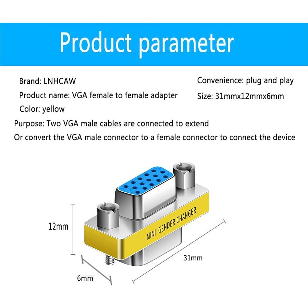 Adaptador VGA Hembra a Hembra 2-Pack LNHCAW - Acoplador HD15