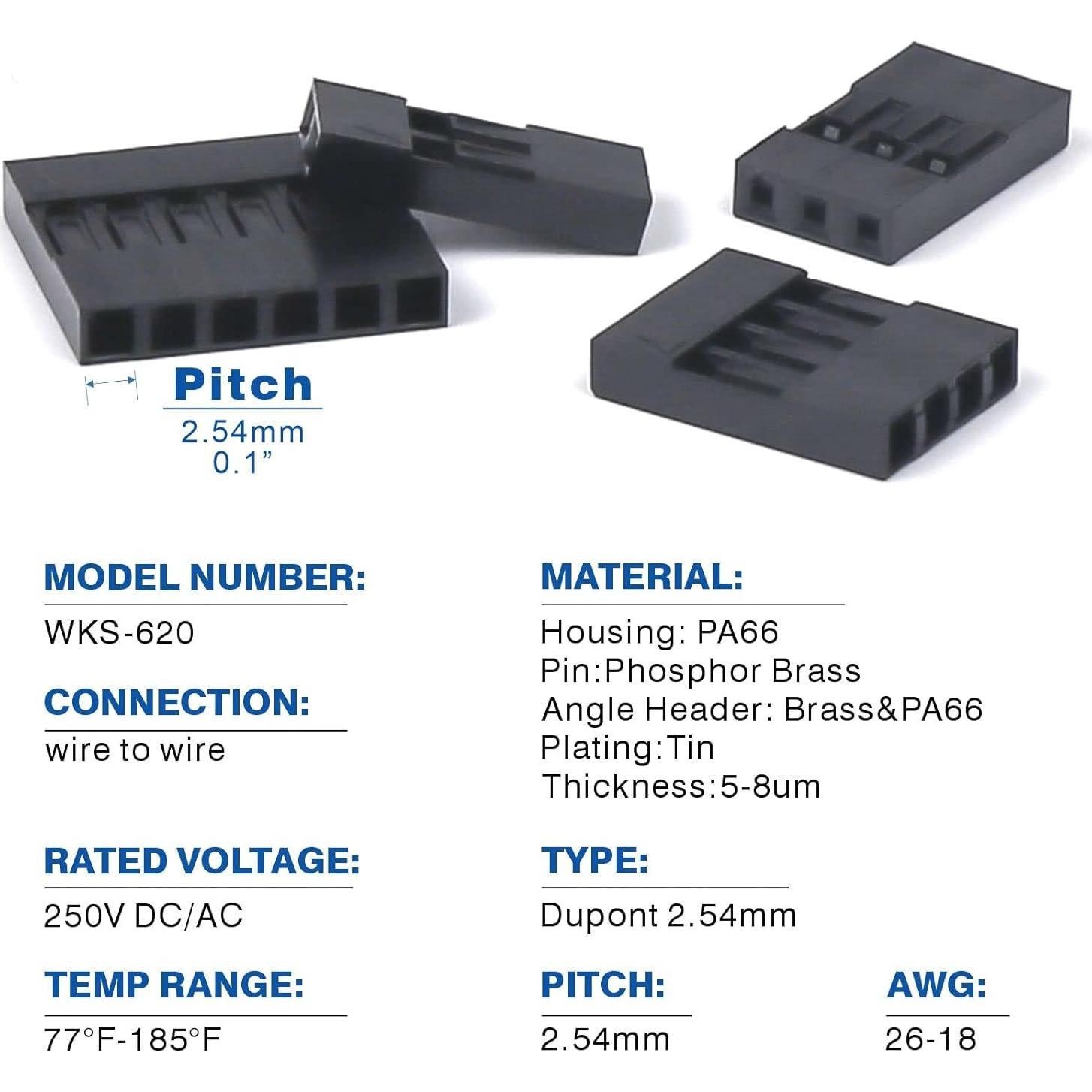Kit de Conectores de Tipo Fila 620PCS WEKESIGO 2.54mm