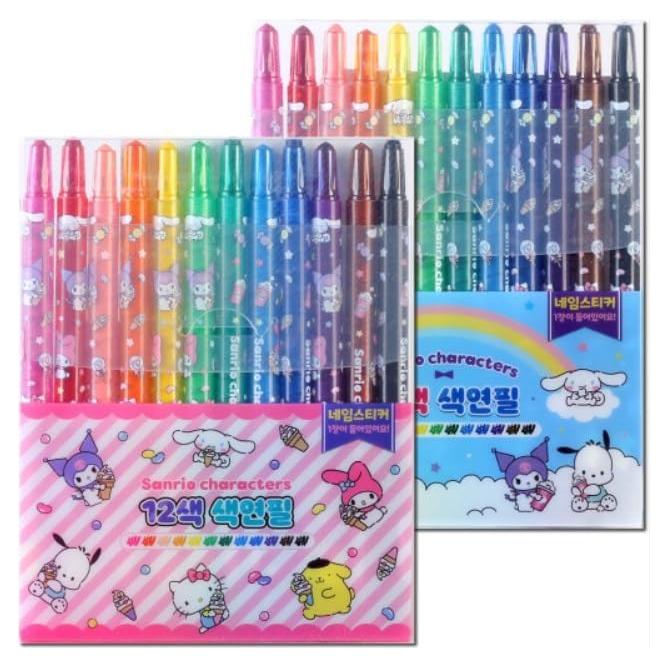 12 Lápices de Colores Giratorios Genérico con Personajes