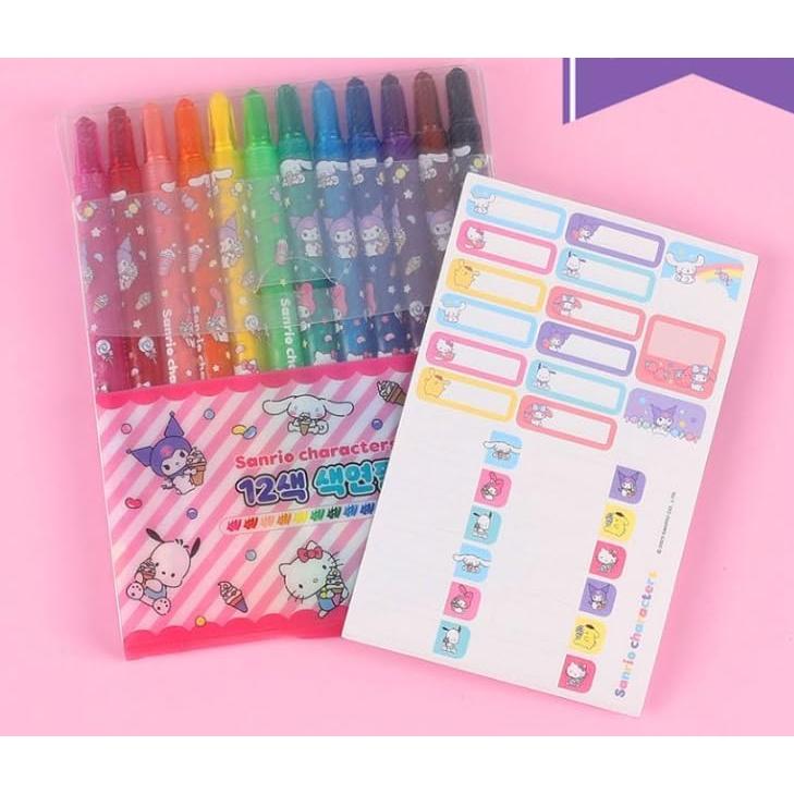 12 Lápices de Colores Giratorios Genérico con Personajes